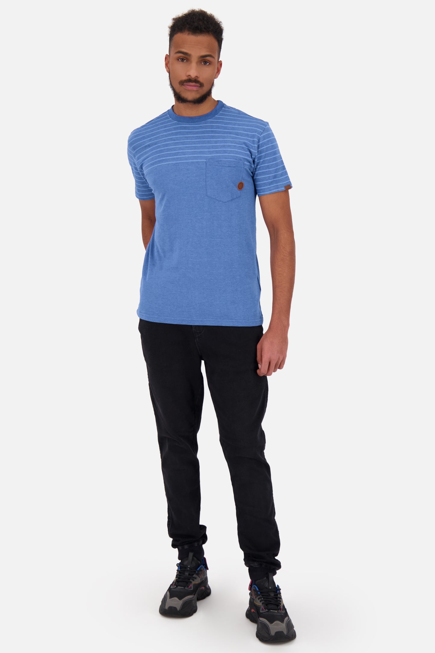 Sportliches Herren T-Shirt LeopoldAK Z mit Streifen Blau
