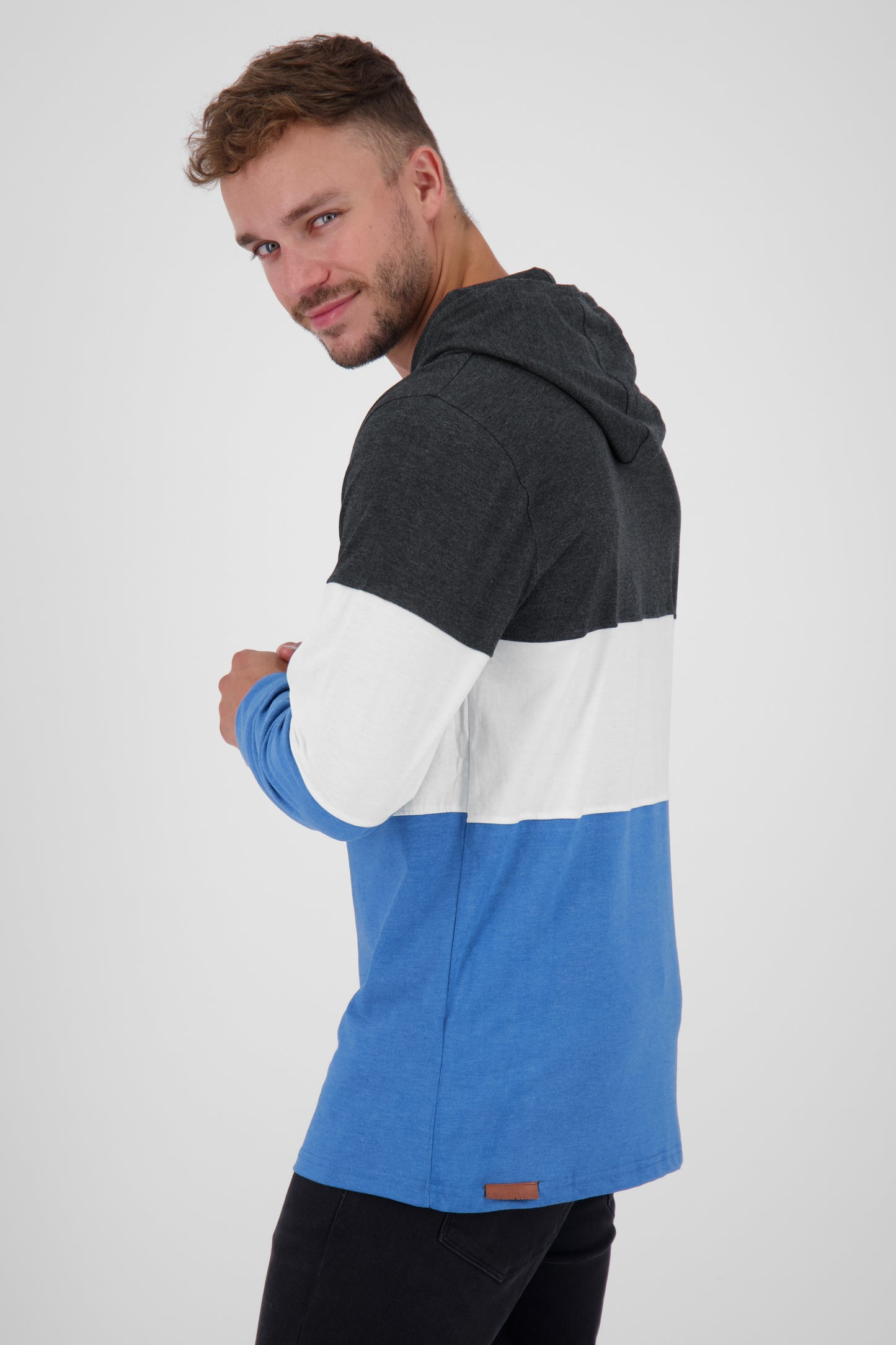 Hochwertiges Langarmshirt Herren mit Kapuze KingstonAK A Schwarz