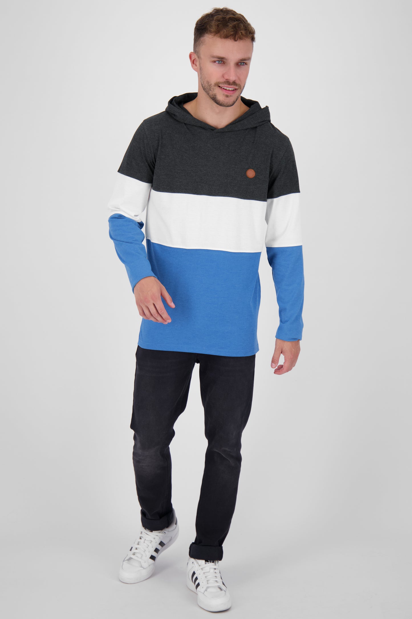 Hochwertiges Langarmshirt Herren mit Kapuze KingstonAK A Schwarz