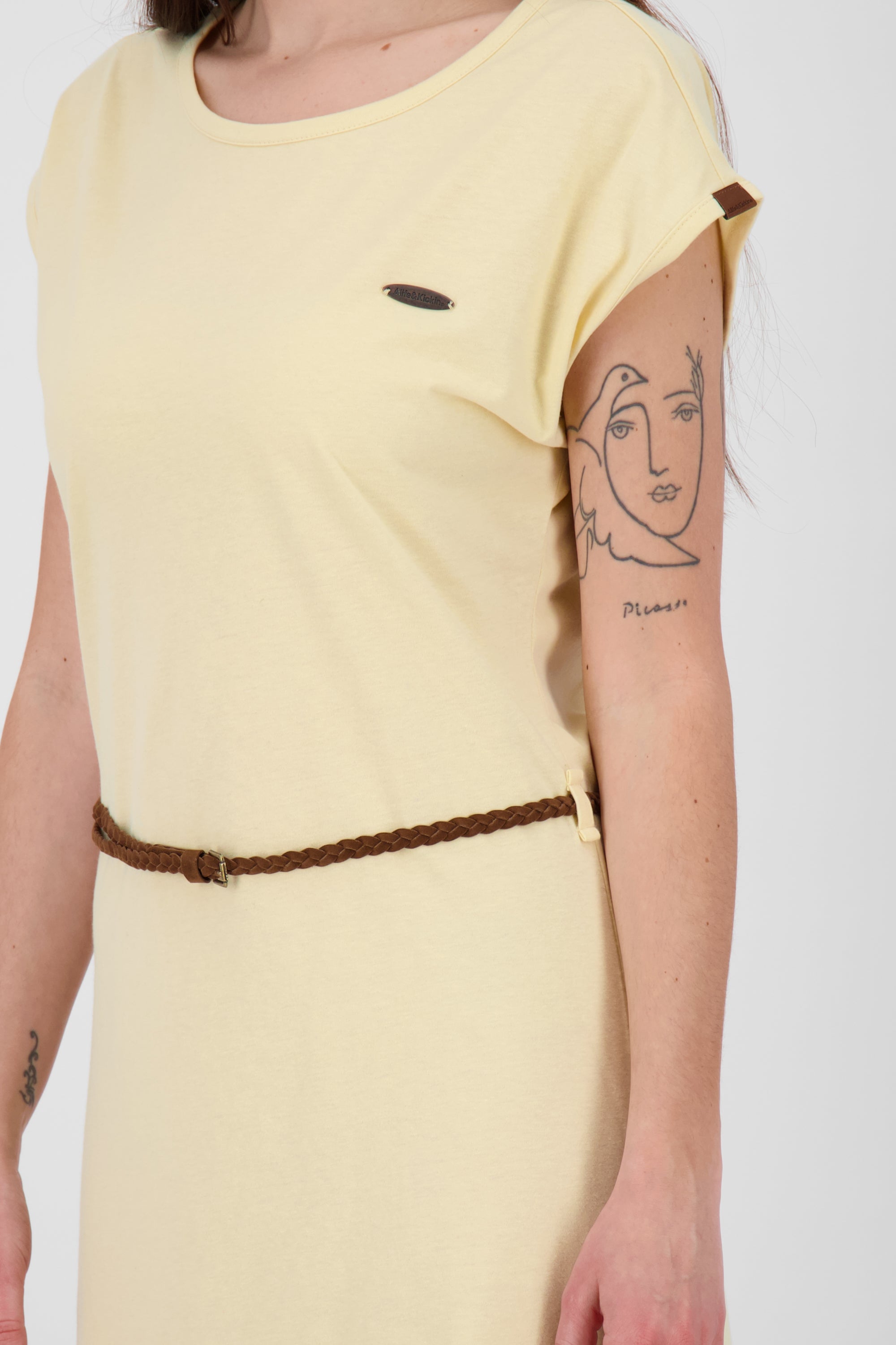 Damen Freizeitkleid ElliAK A - Weiche Jerseyqualität mit figurbetonter Passform Gelb