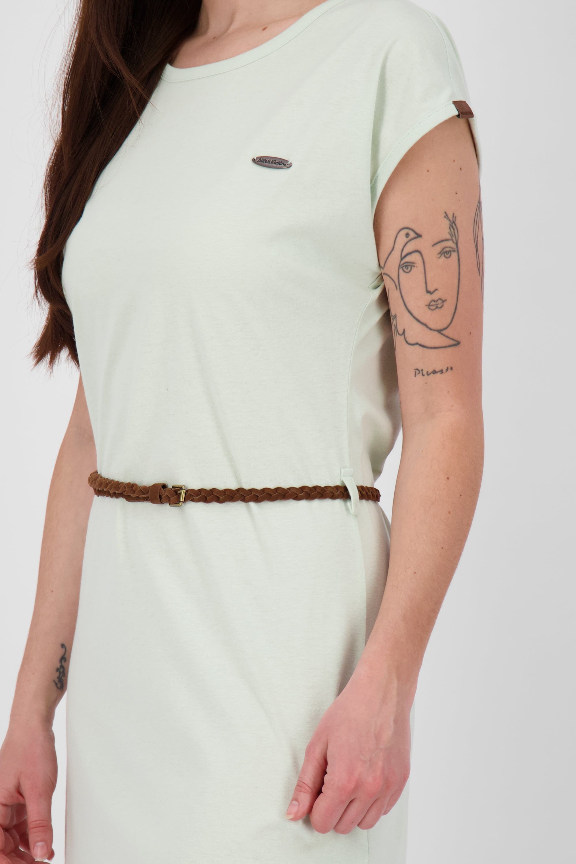 Damen Freizeitkleid ElliAK A - Weiche Jerseyqualität mit figurbetonter Passform Hellgrün