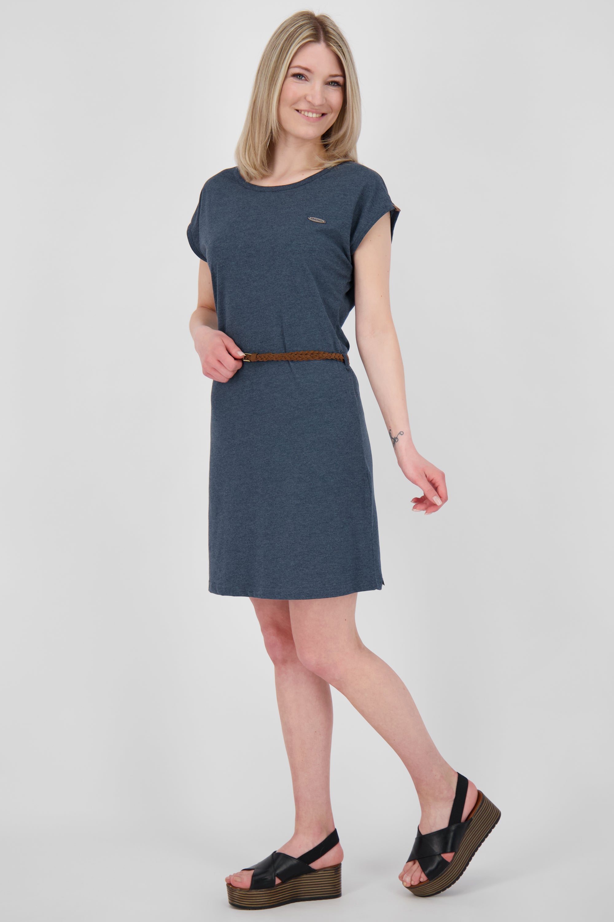 Damen Freizeitkleid ElliAK A - Weiche Jerseyqualität mit figurbetonter Passform Dunkelblau