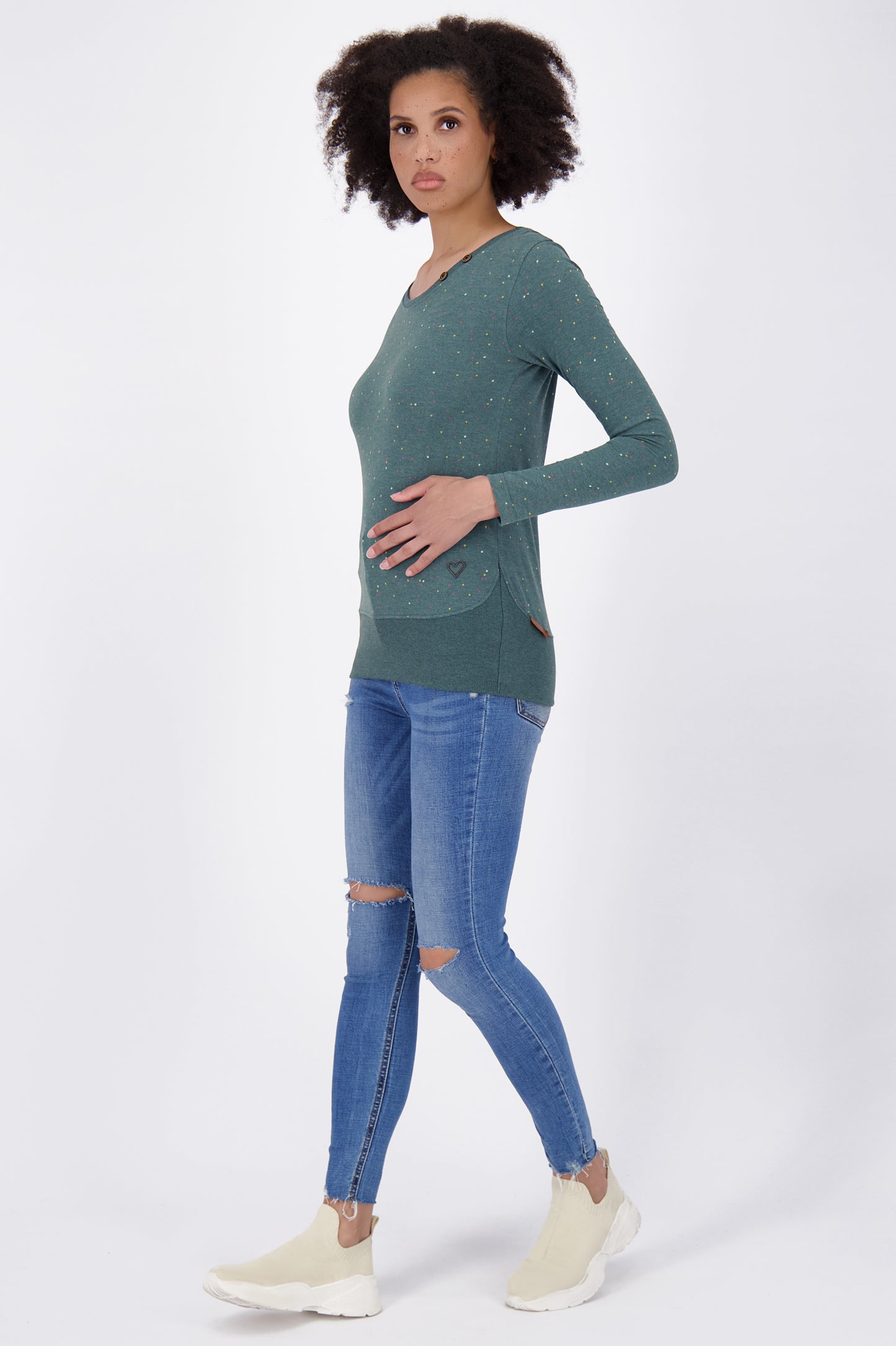 Damen-Langarmshirt ConnyAK B farbenfroh und klassisch Dunkelgrün