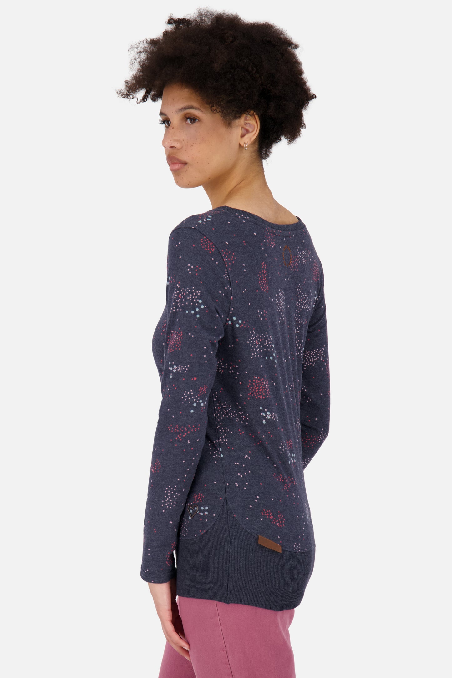 ConnyAK B Langarmshirt für Damen trendiges Muster Dunkelblau