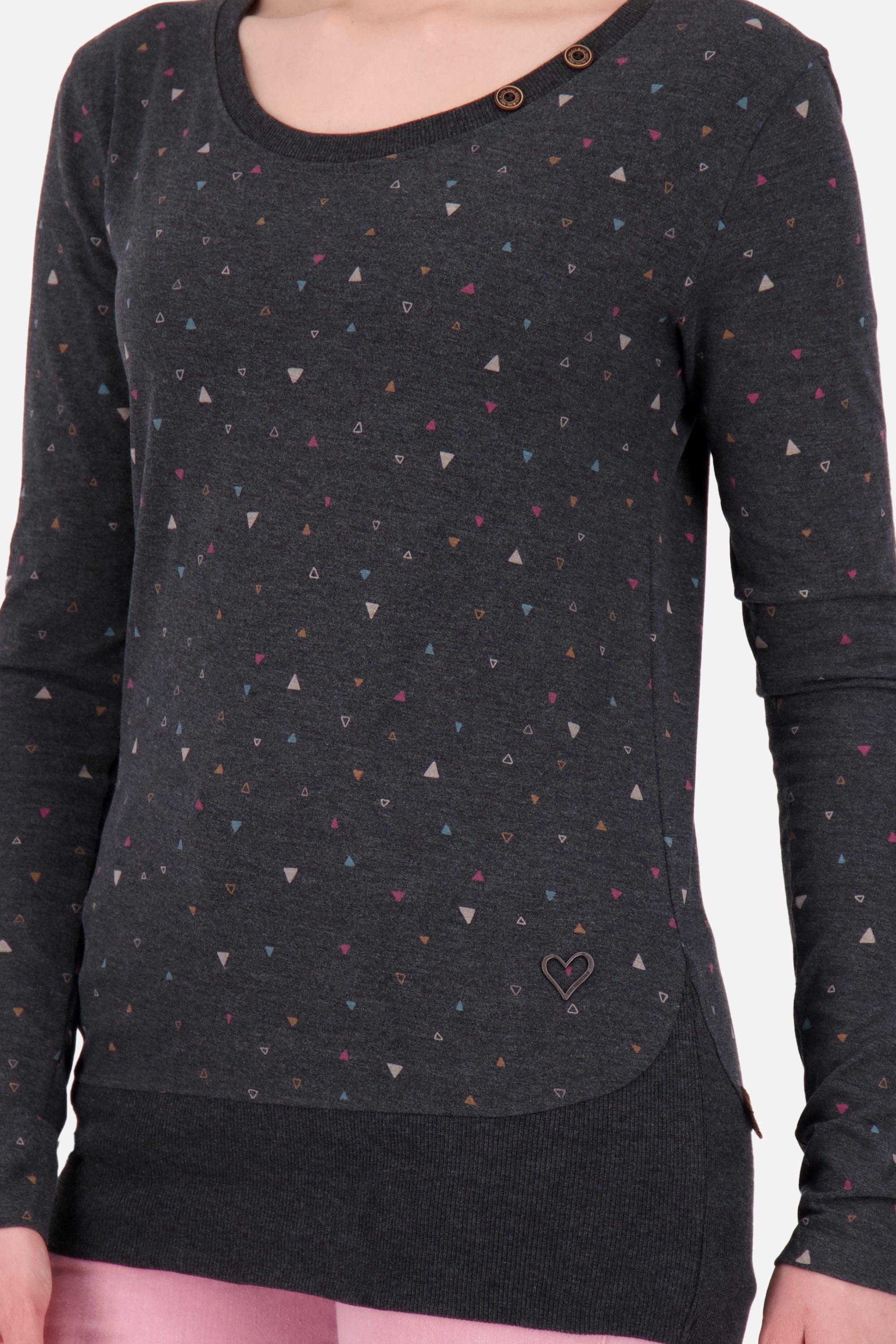 ConnyAK B Langarmshirt für Damen trendiges Muster Schwarz