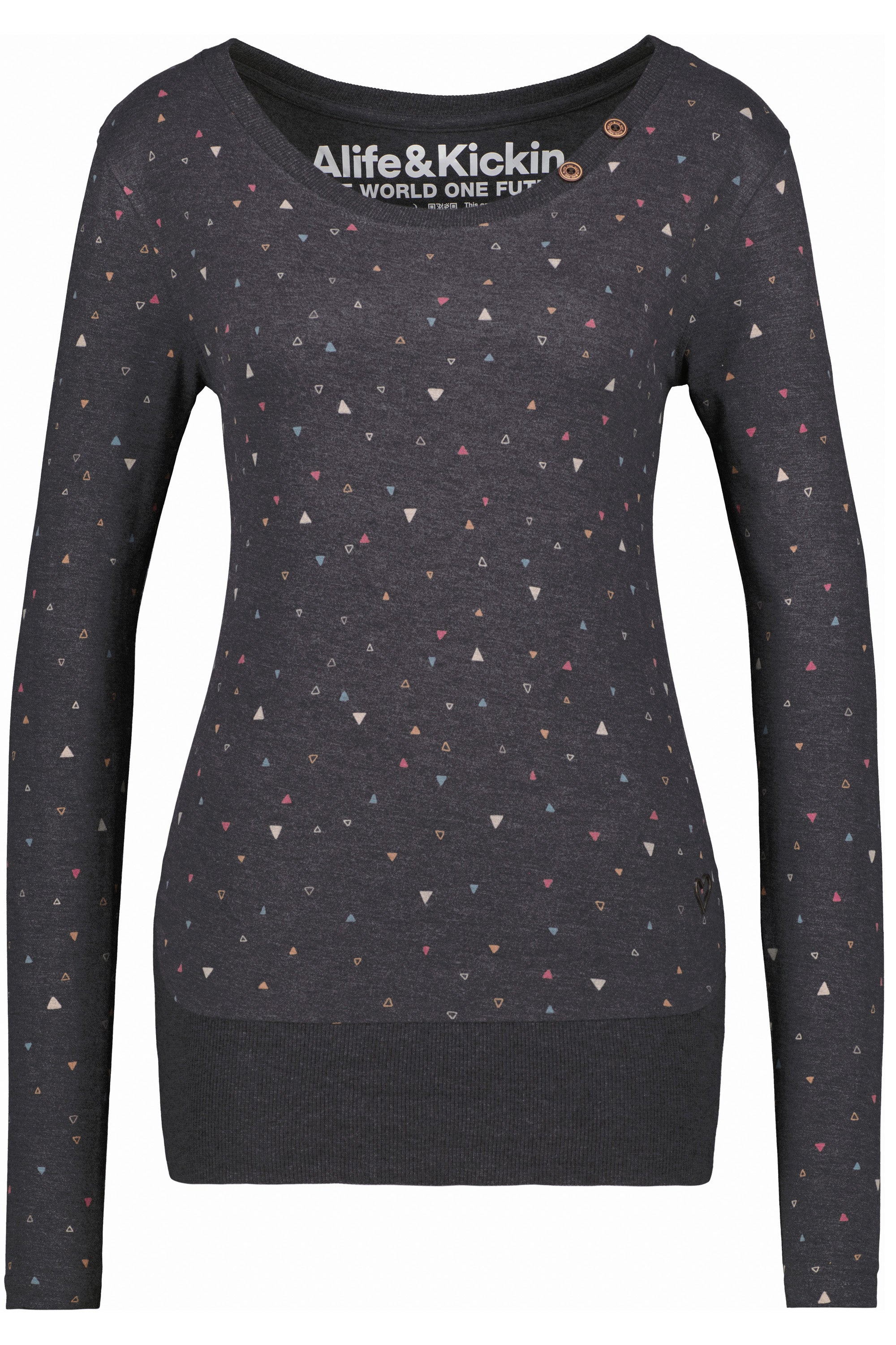 ConnyAK B Langarmshirt für Damen trendiges Muster Schwarz