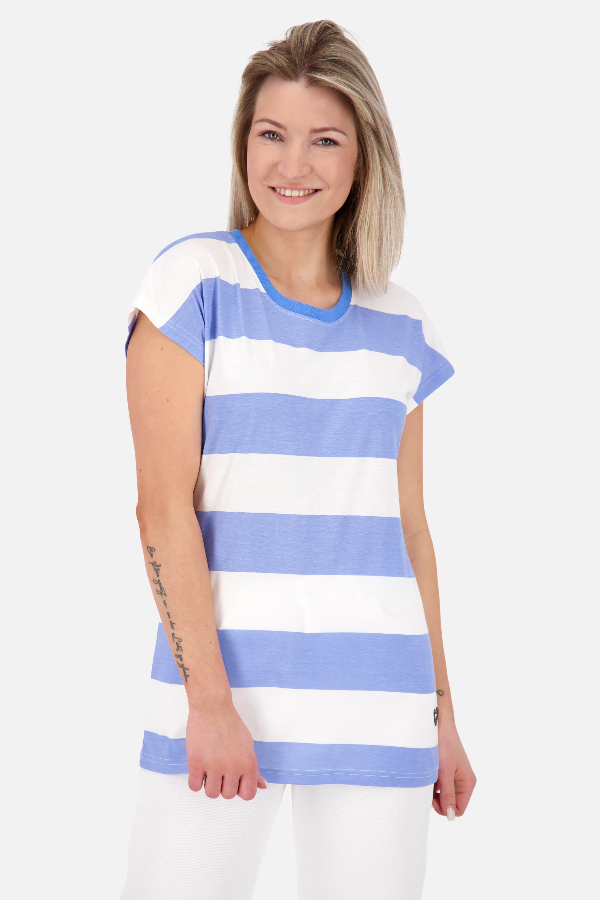 AmandaAK Z das perfekte gestreifte Sommershirt für Damen Hellblau