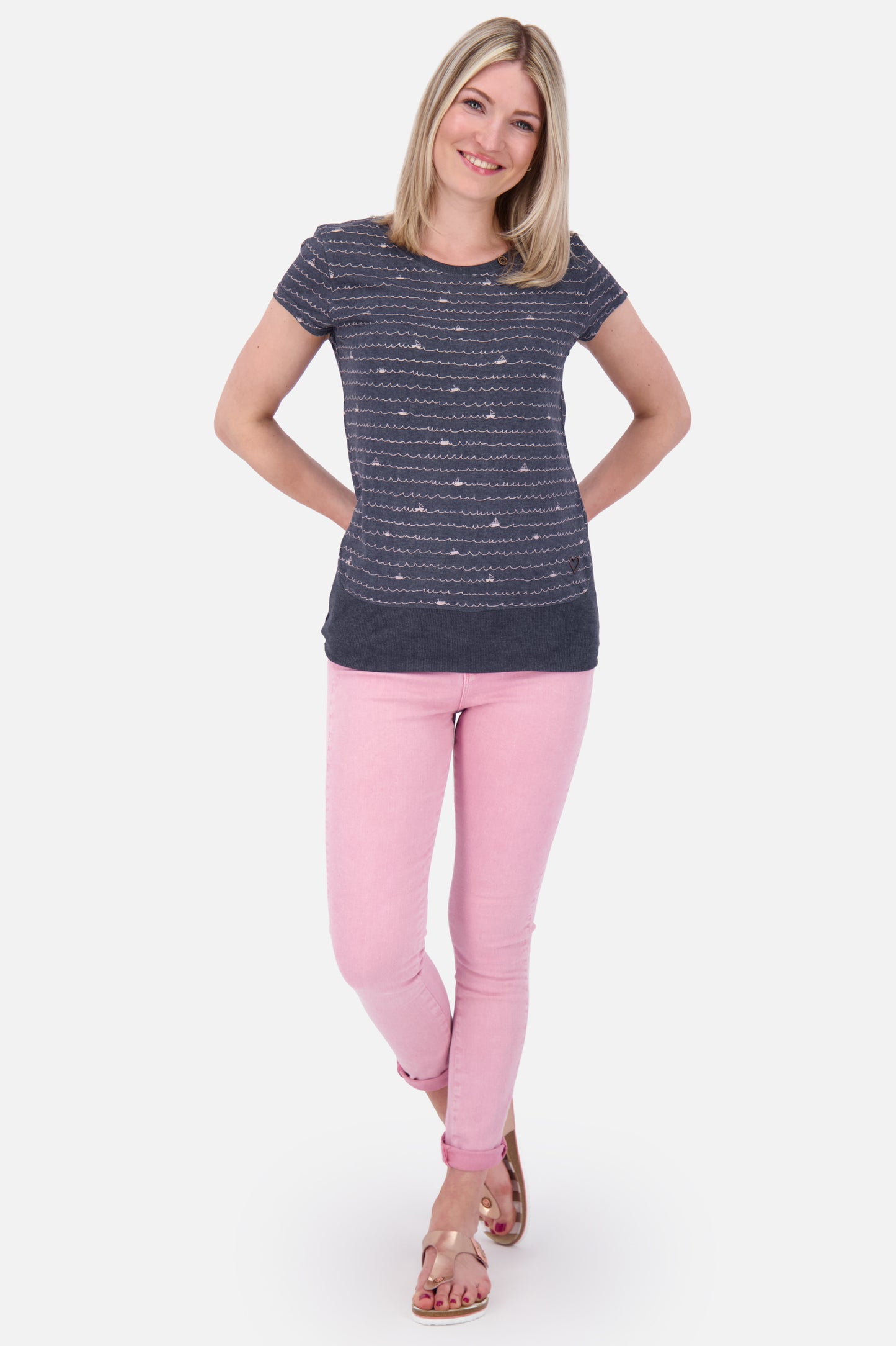 Damen T-Shirt CocoAK Z im maritimen Streifenmuster Dunkelblau