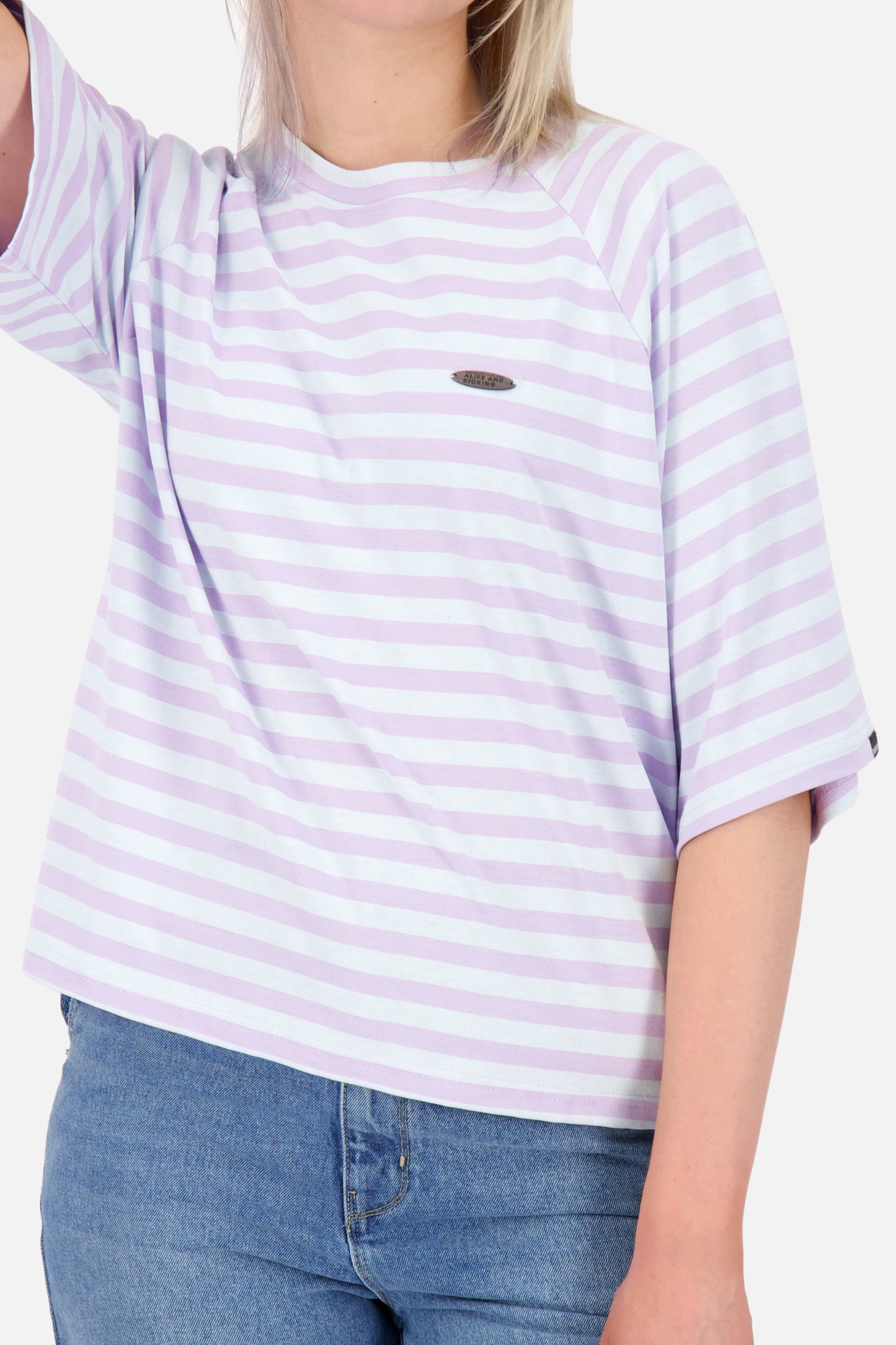 RubyAK Z - ein maritimes T-Shirt mit Streifen für Damen Violett