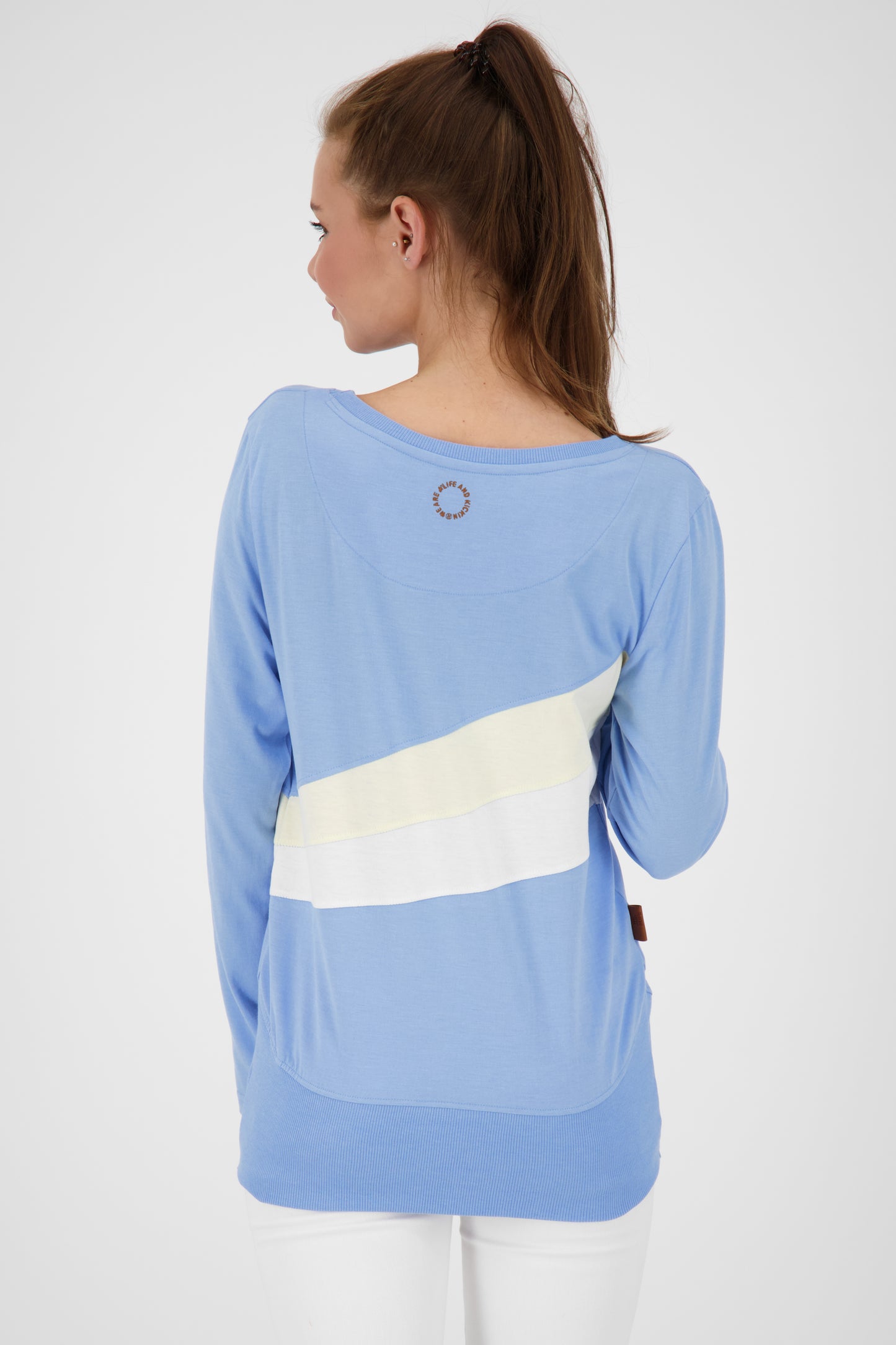CleaAK Long sportliches Damen Longsleeve in lebendigen Farben Hellblau