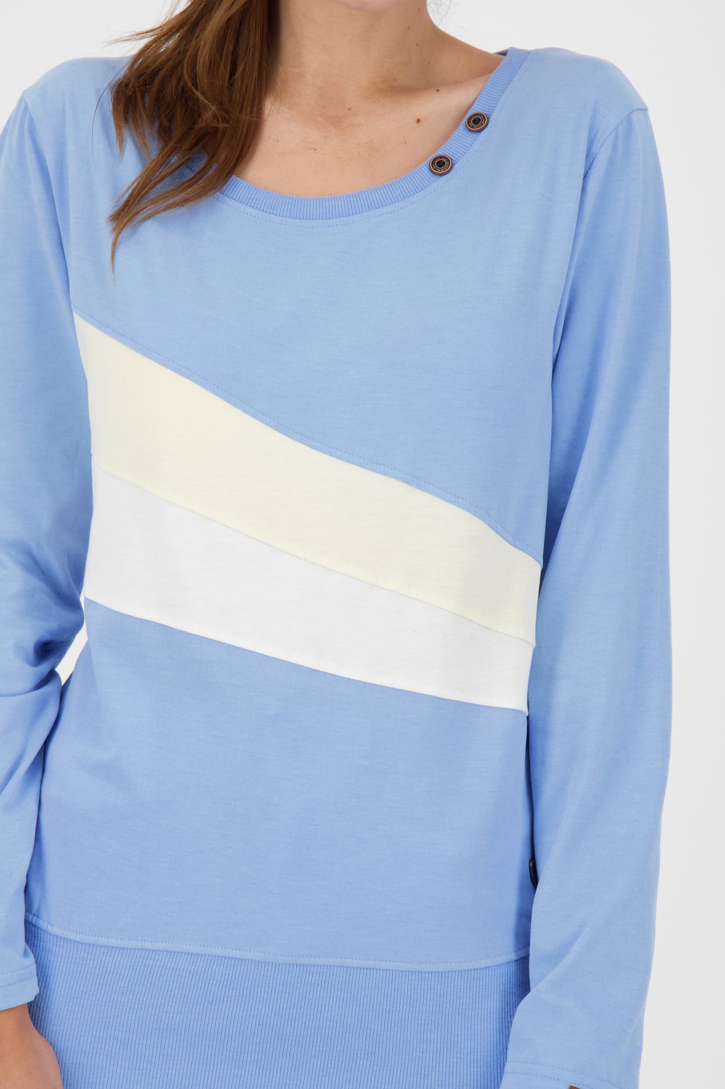 CleaAK Long sportliches Damen Longsleeve in lebendigen Farben Hellblau