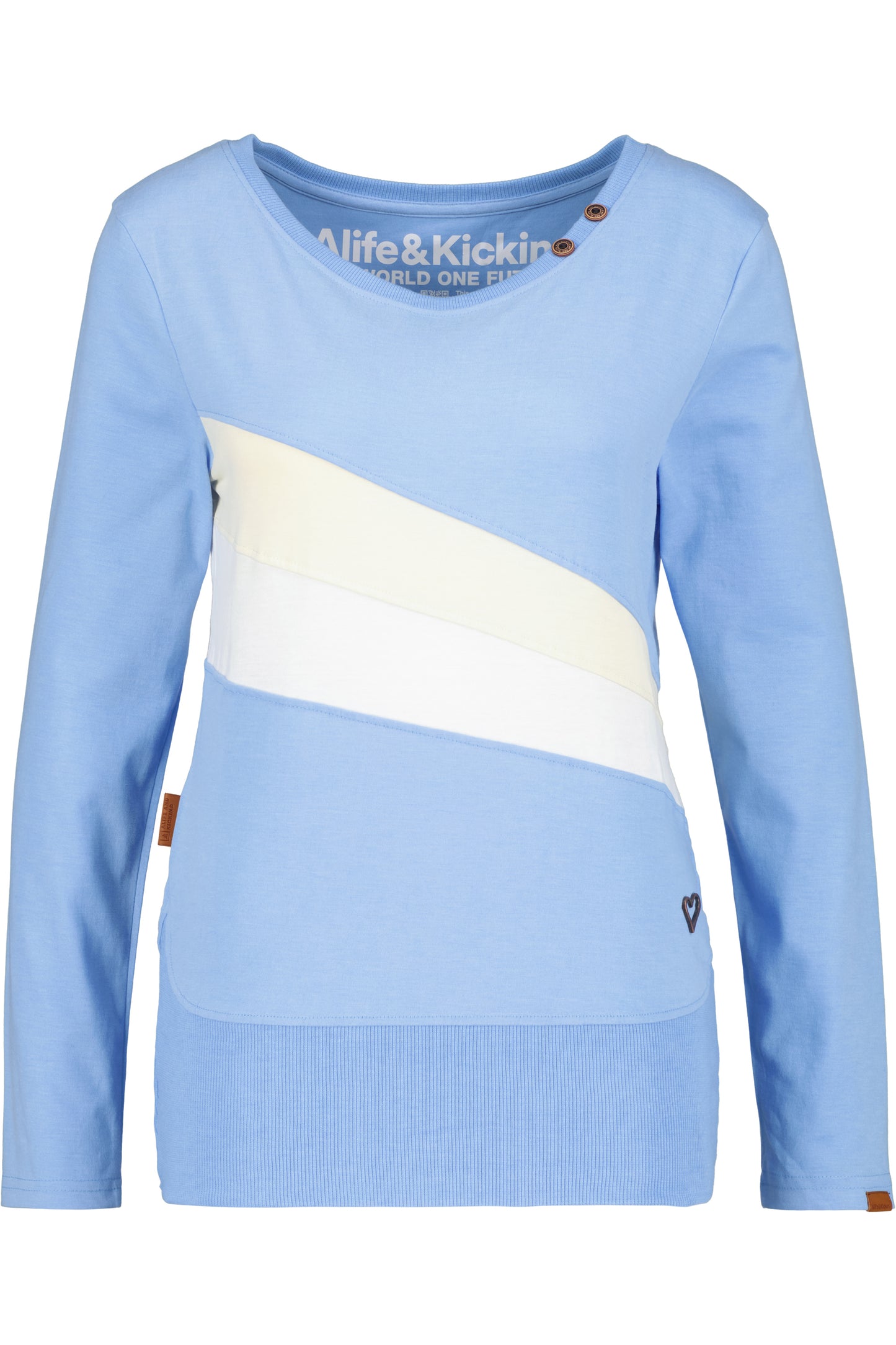 CleaAK Long sportliches Damen Longsleeve in lebendigen Farben Hellblau
