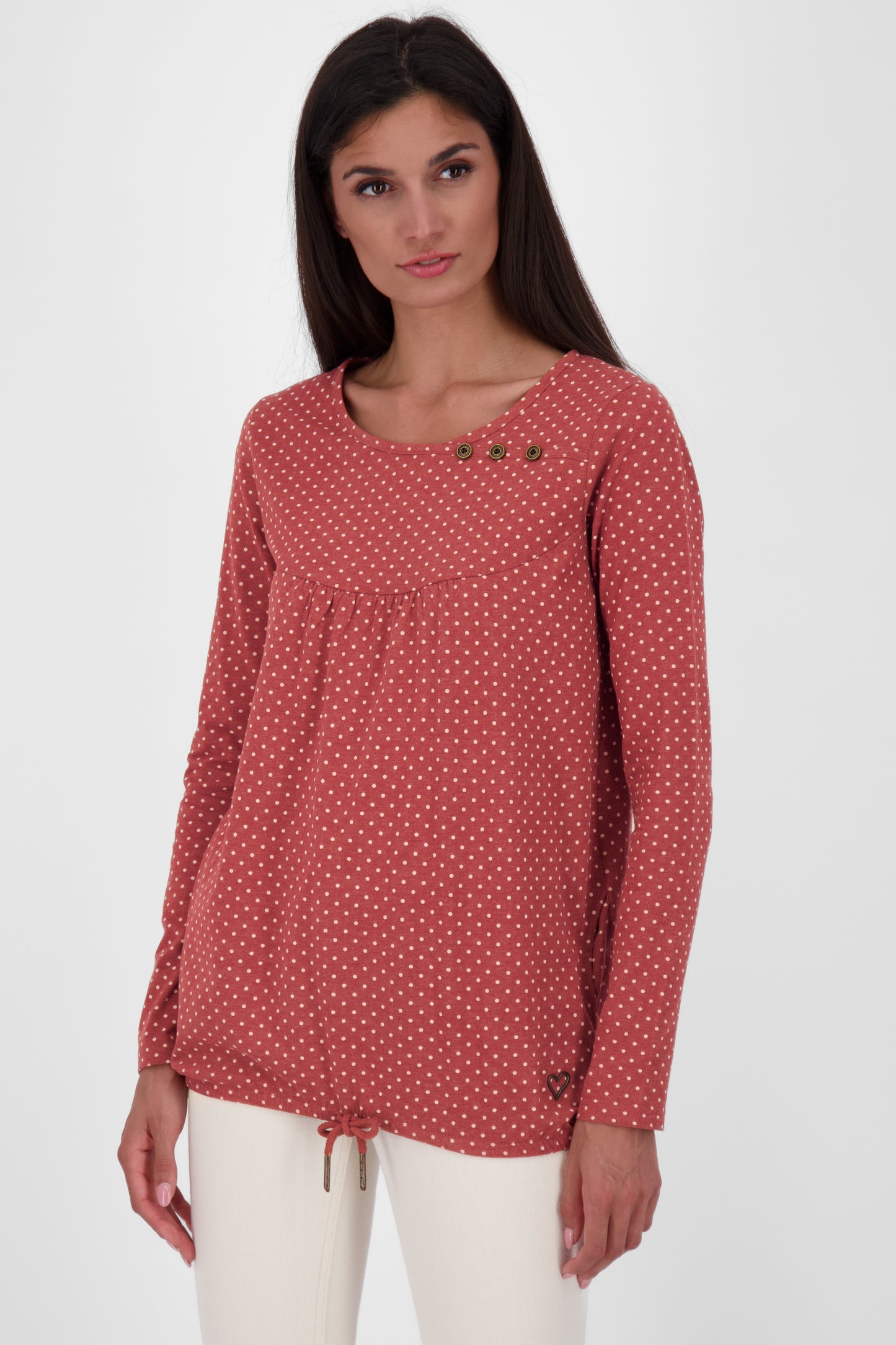 Das neue MiaAK B Langarmshirt für Damen mit trendigem Muster Dunkelrot