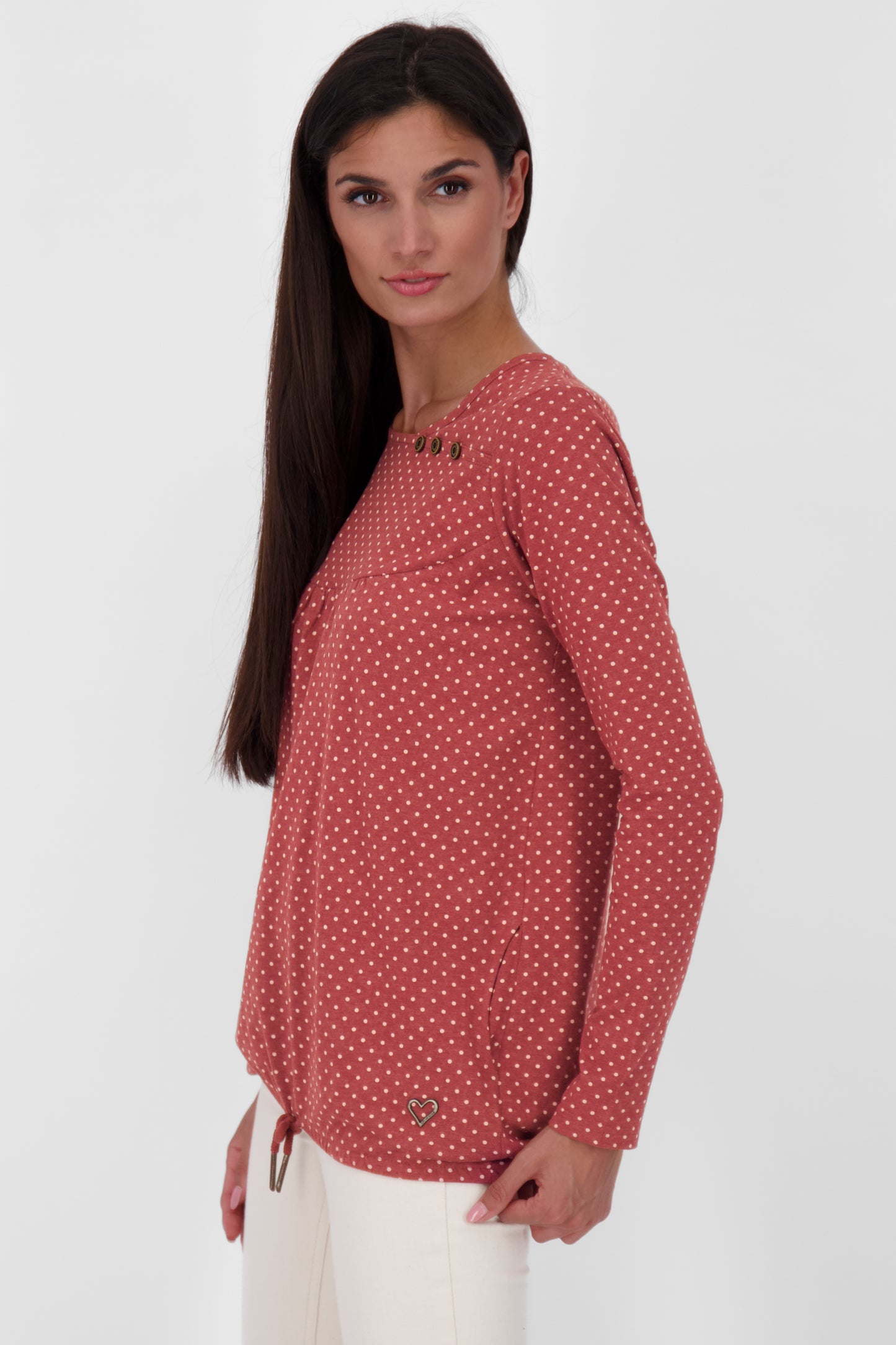 Das neue MiaAK B Langarmshirt für Damen mit trendigem Muster Dunkelrot