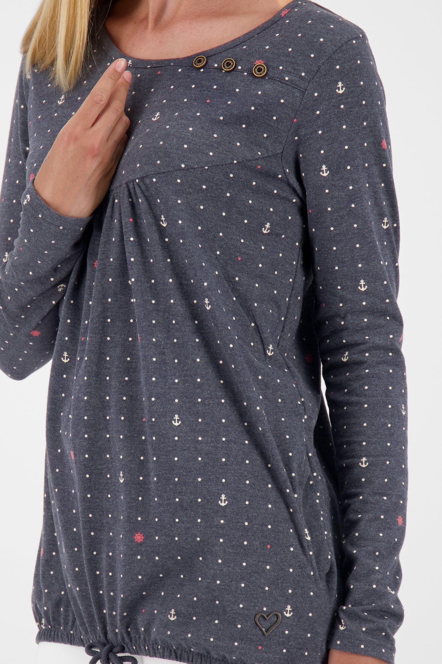 Das neue MiaAK B Langarmshirt für Damen mit trendigem Muster Dunkelblau