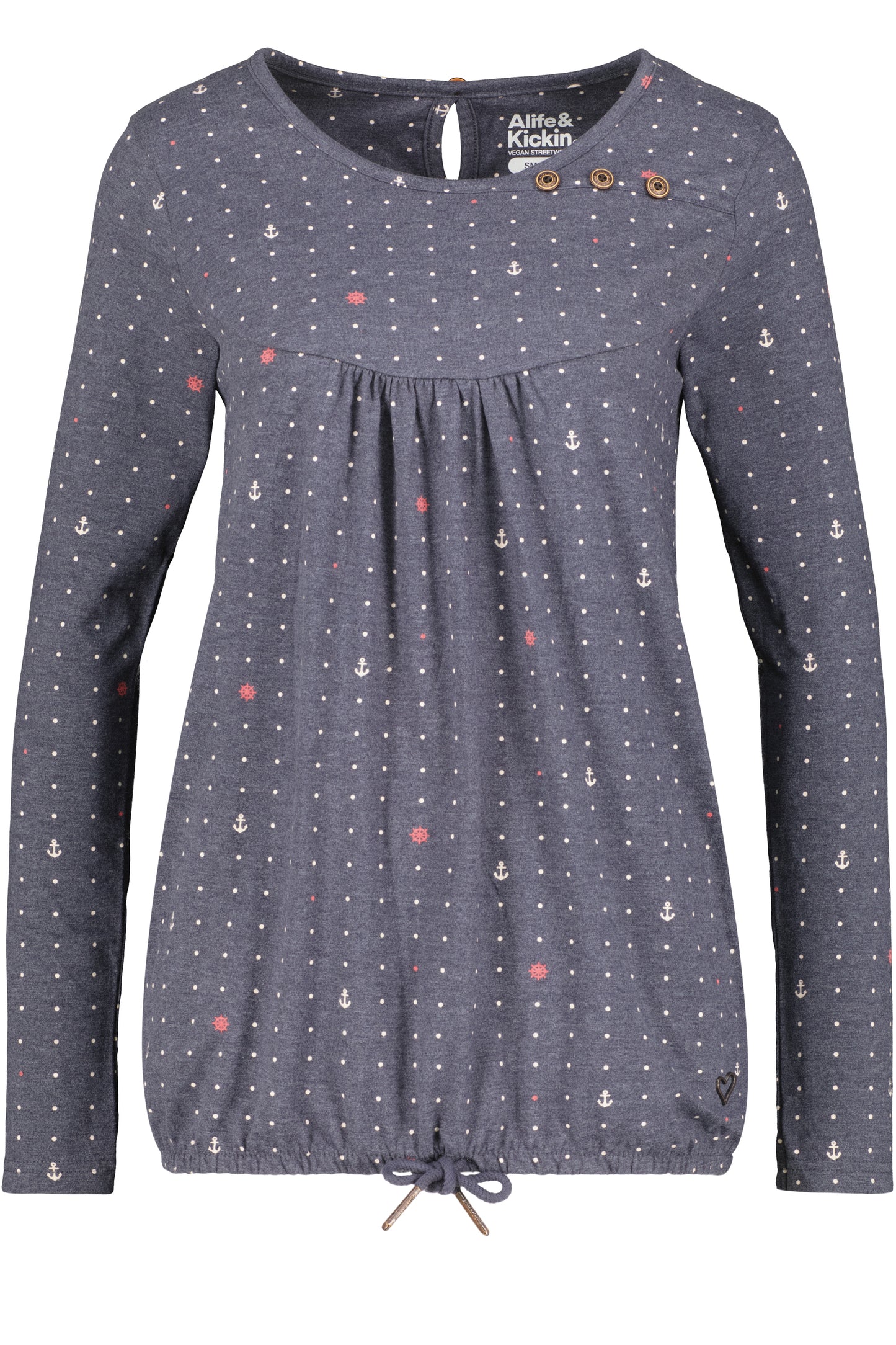 Das neue MiaAK B Langarmshirt für Damen mit trendigem Muster Dunkelblau