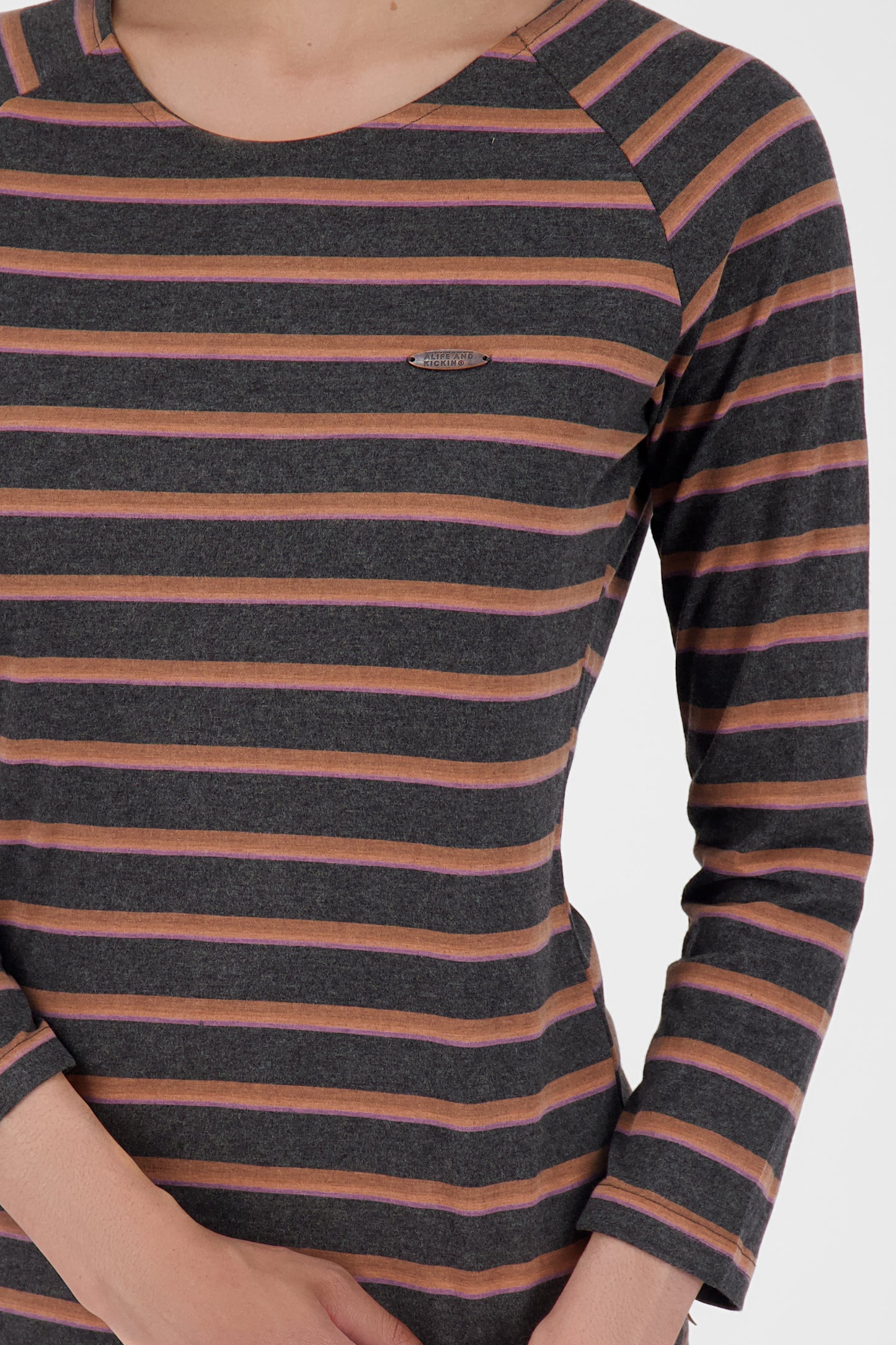 Maritimes Flair - Das Damen Langarmshirt VickyAK Z mit Streifen Schwarz