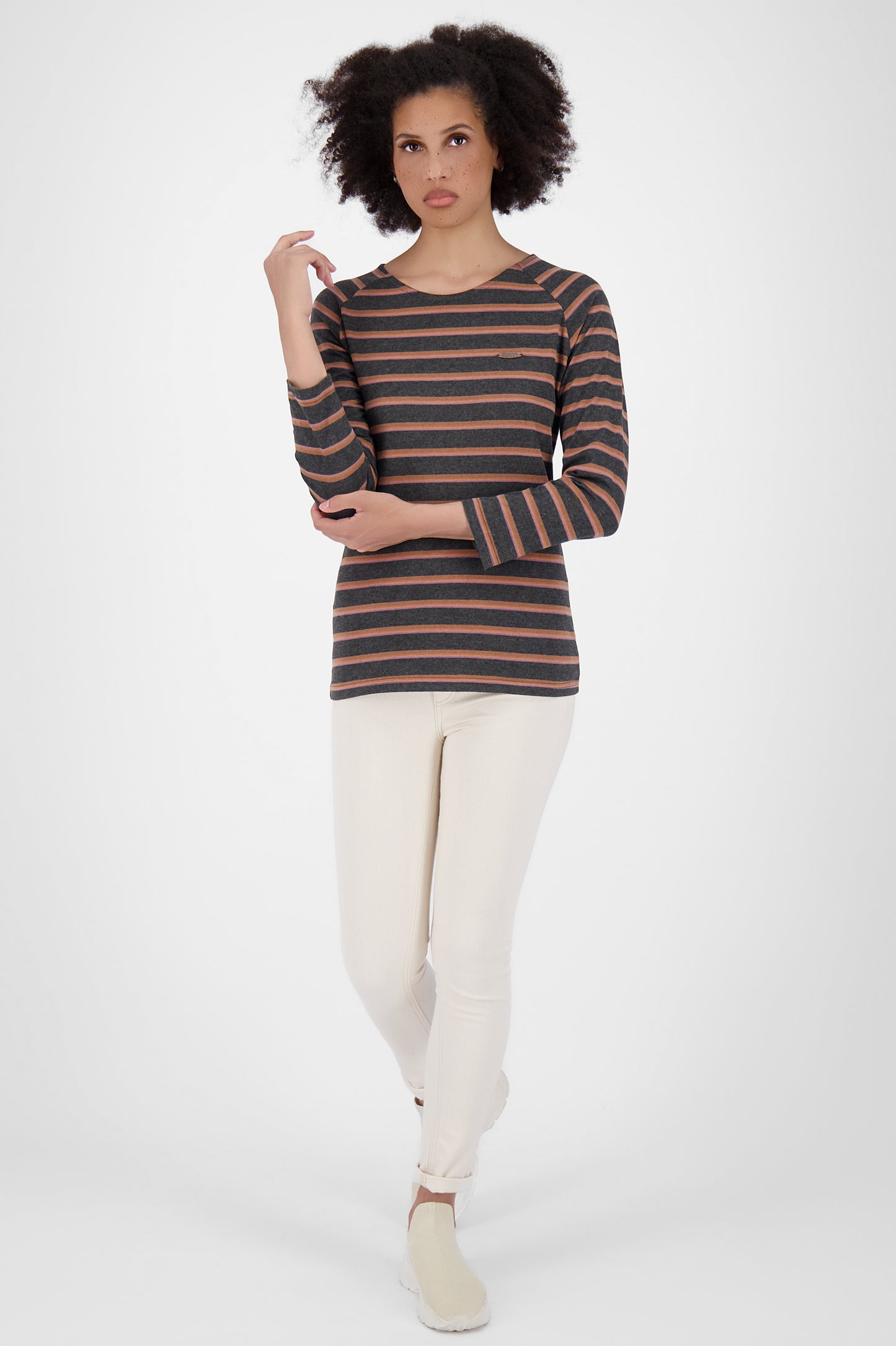 Maritimes Flair - Das Damen Langarmshirt VickyAK Z mit Streifen Schwarz