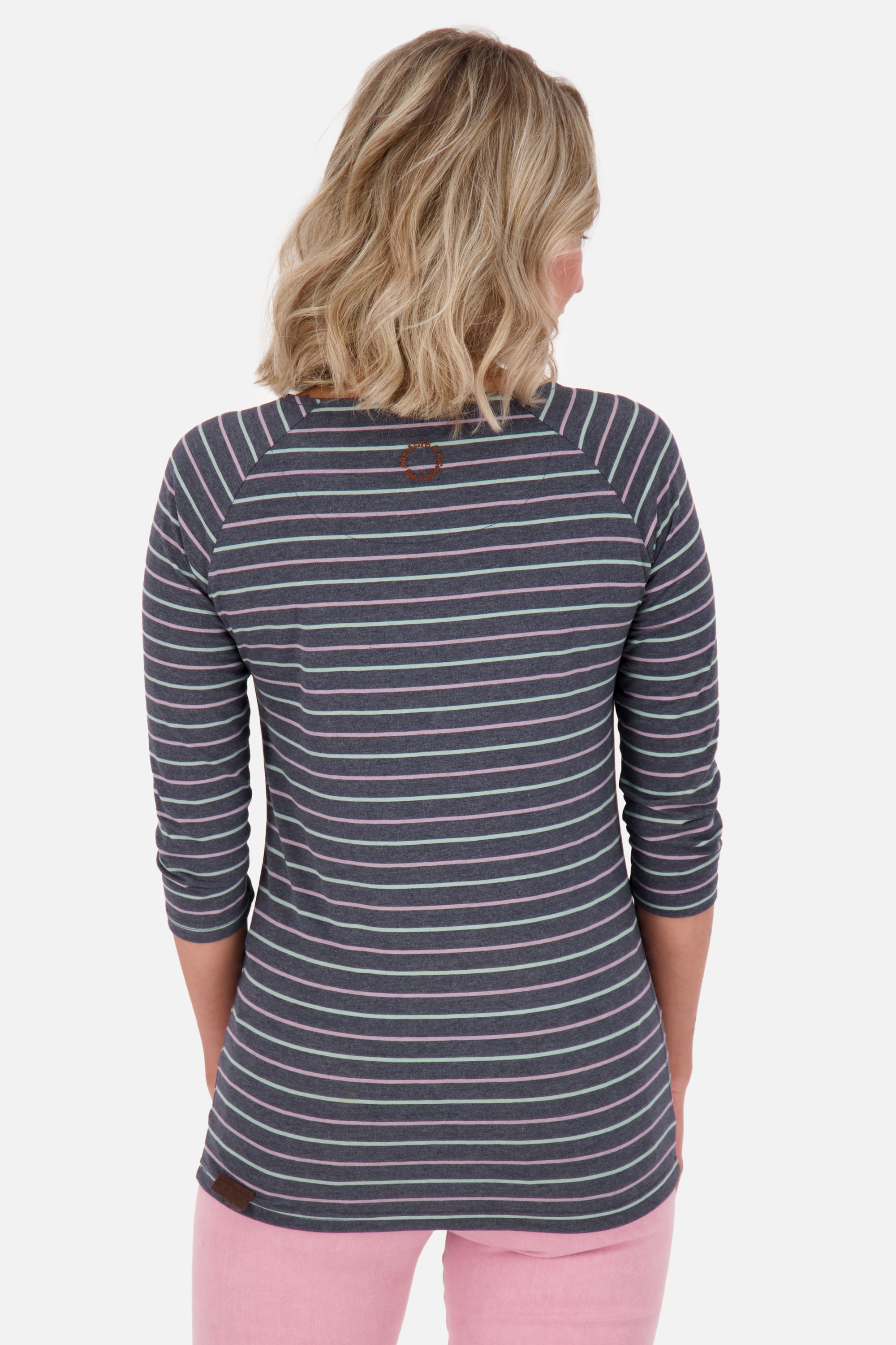 Streifenliebe - VickyAK Z Damen Langarmshirt in trendigem Design Dunkelblau