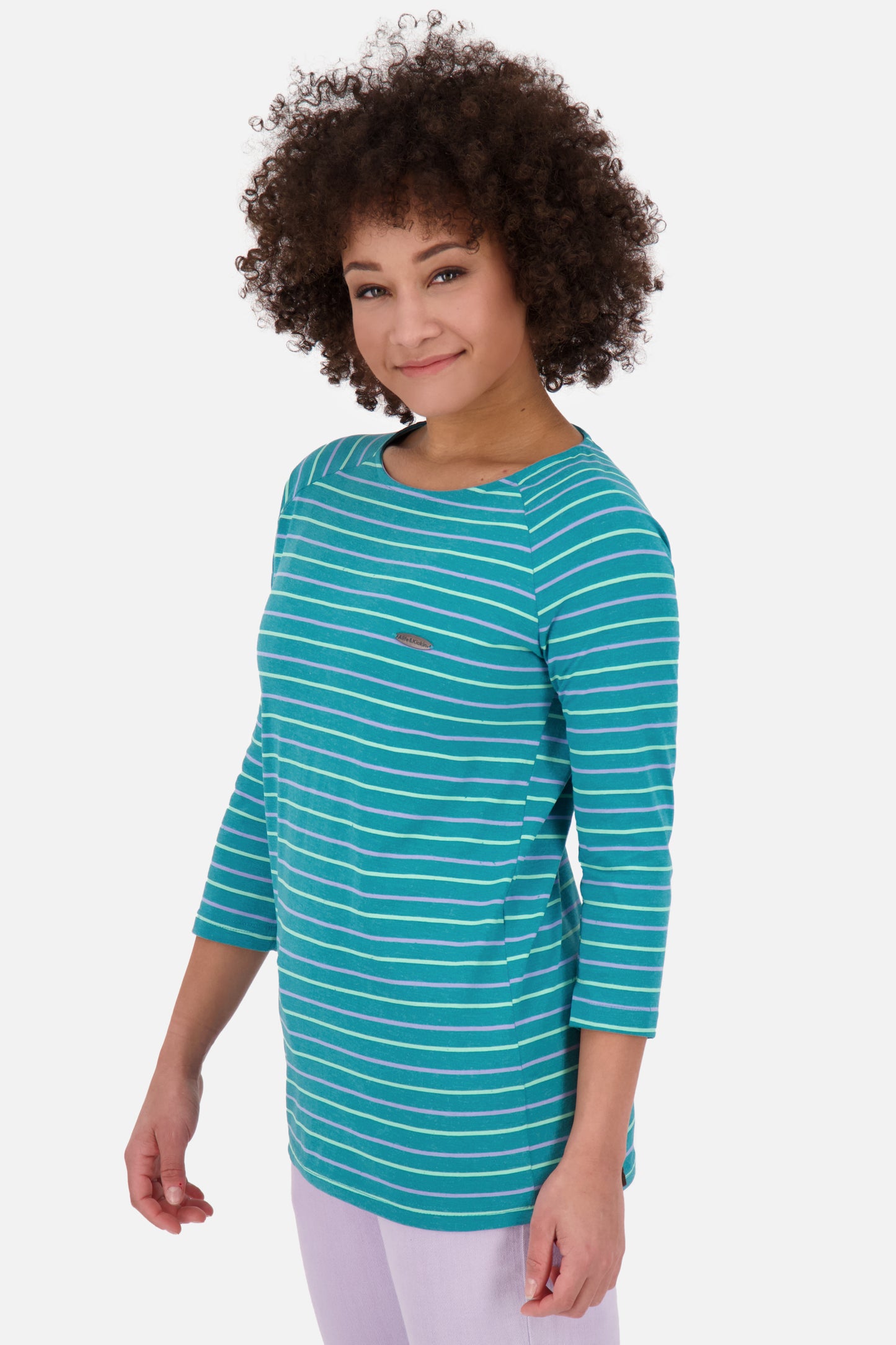 Streifenliebe - VickyAK Z Damen Langarmshirt in trendigem Design Dunkelgrün