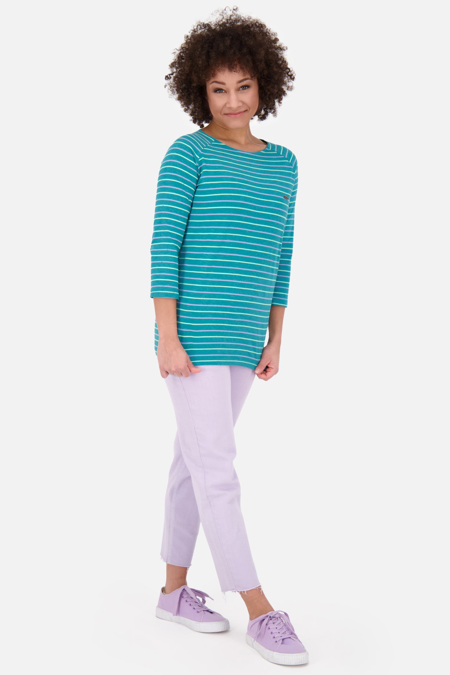 Streifenliebe - VickyAK Z Damen Langarmshirt in trendigem Design Dunkelgrün