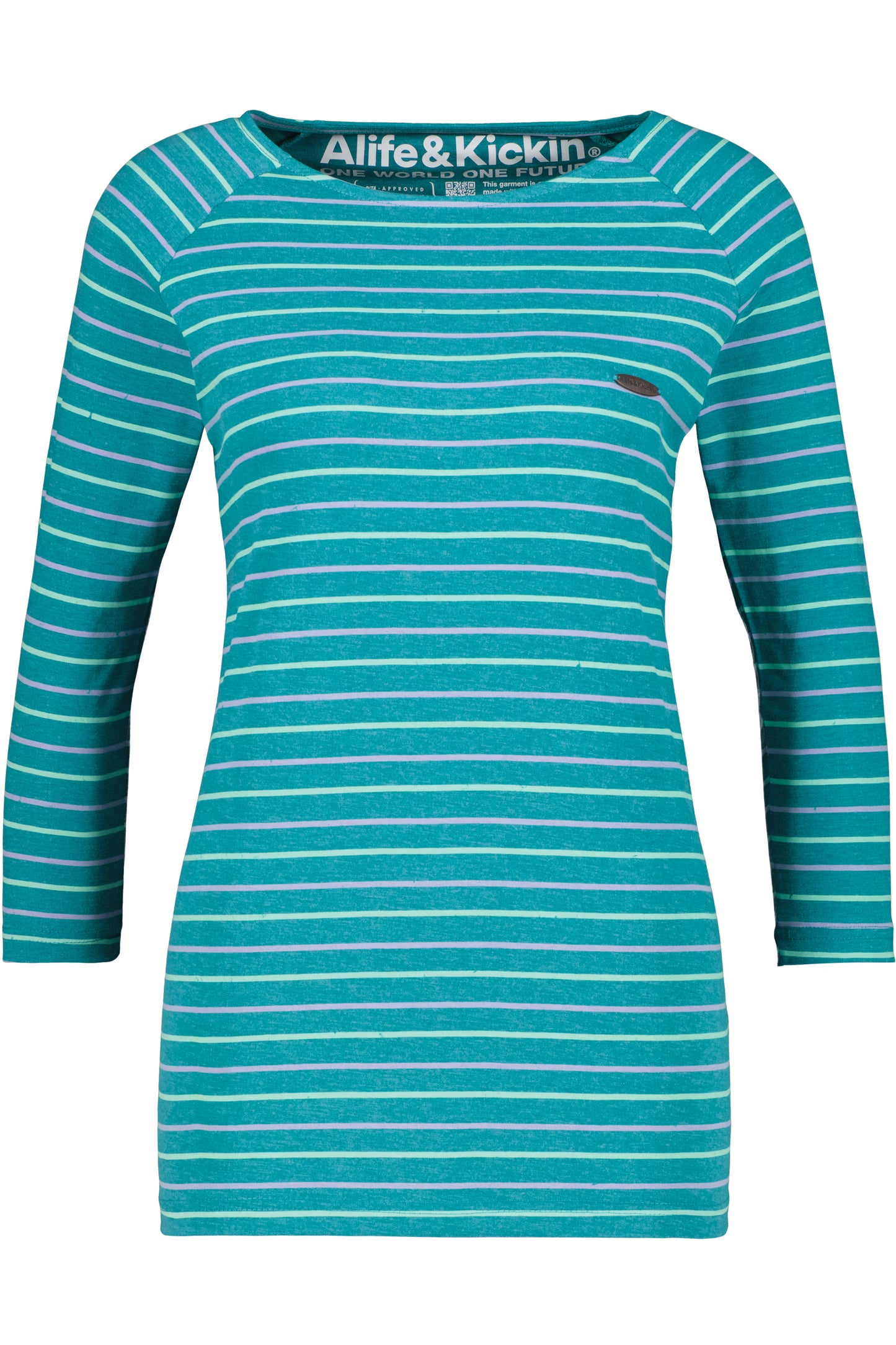 Streifenliebe - VickyAK Z Damen Langarmshirt in trendigem Design Dunkelgrün