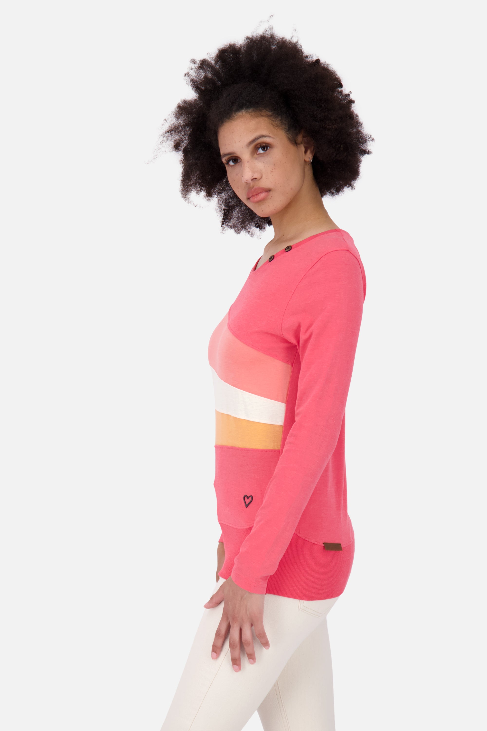 CliaAK A Langarmshirt Damen: Colourblocking-Streifen für einen einzigartigen Look Rot