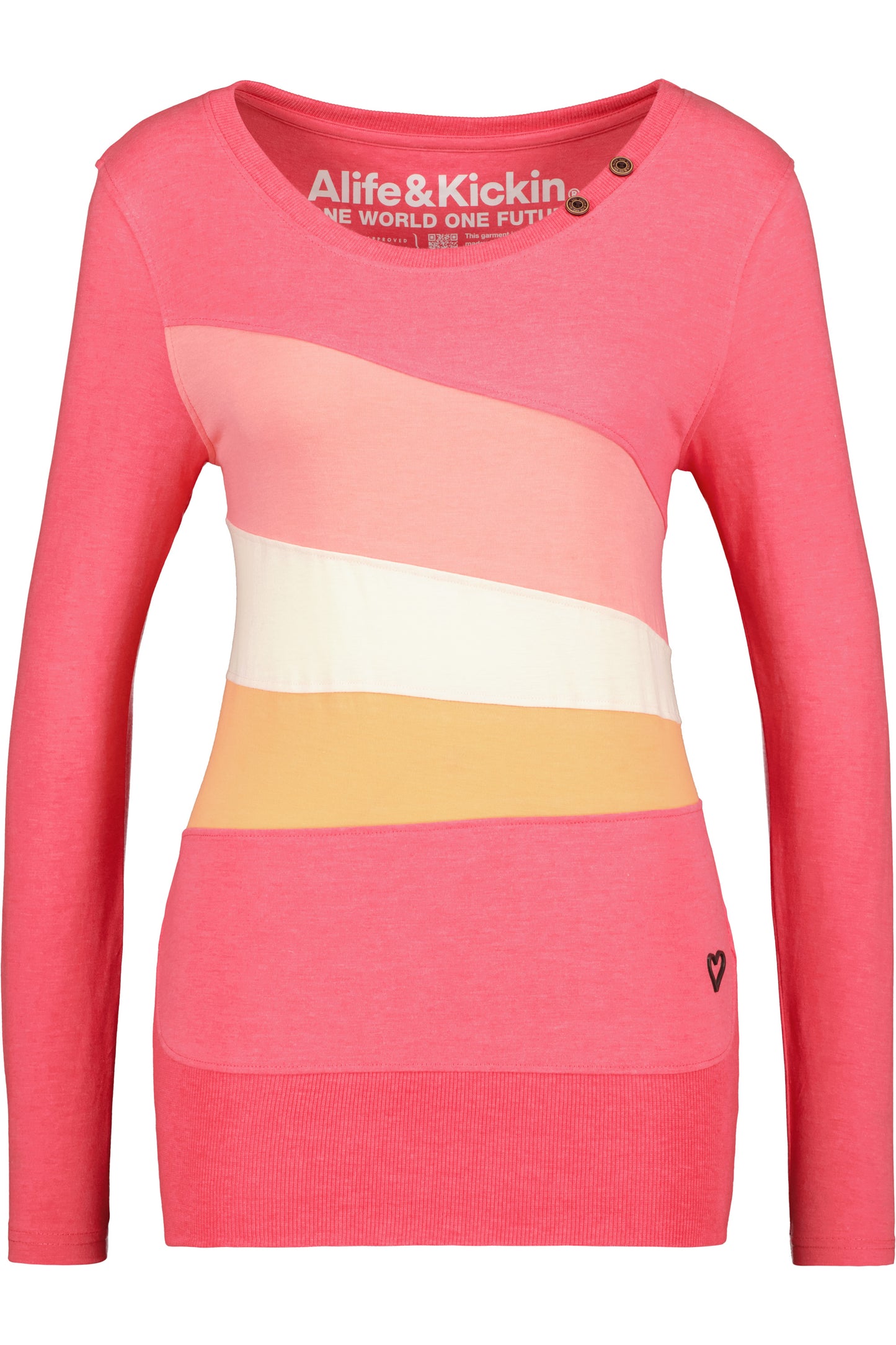 CliaAK A Langarmshirt Damen: Colourblocking-Streifen für einen einzigartigen Look Rot