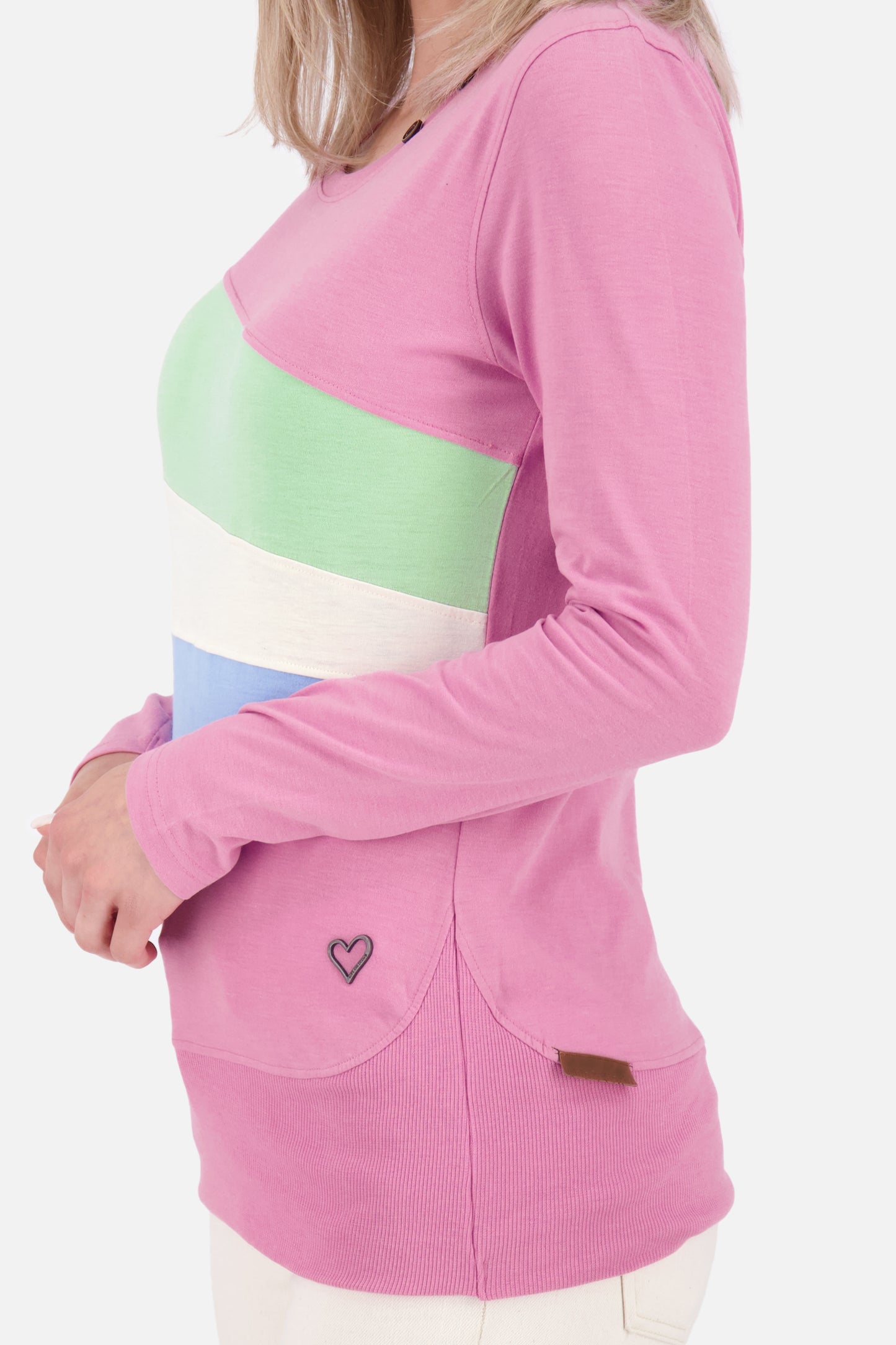 CliaAK A Langarmshirt Damen: Colourblocking-Streifen für einen einzigartigen Look Pink