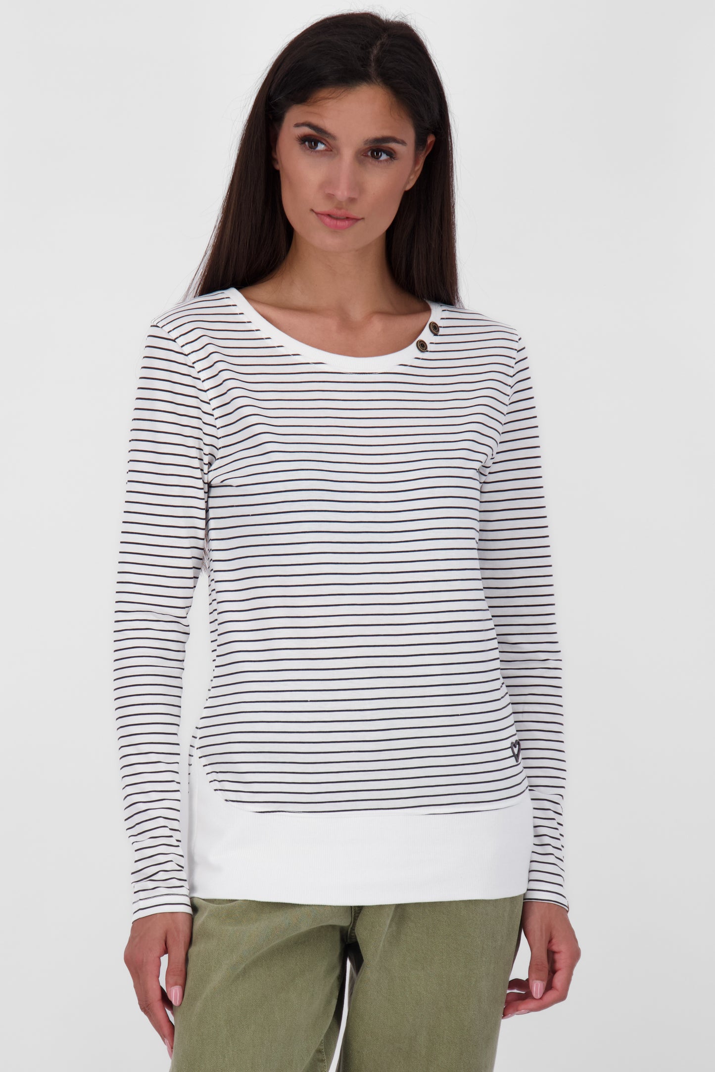 Maritimes Damen Langarmshirt mit Streifen ConnyAK Z Weiß