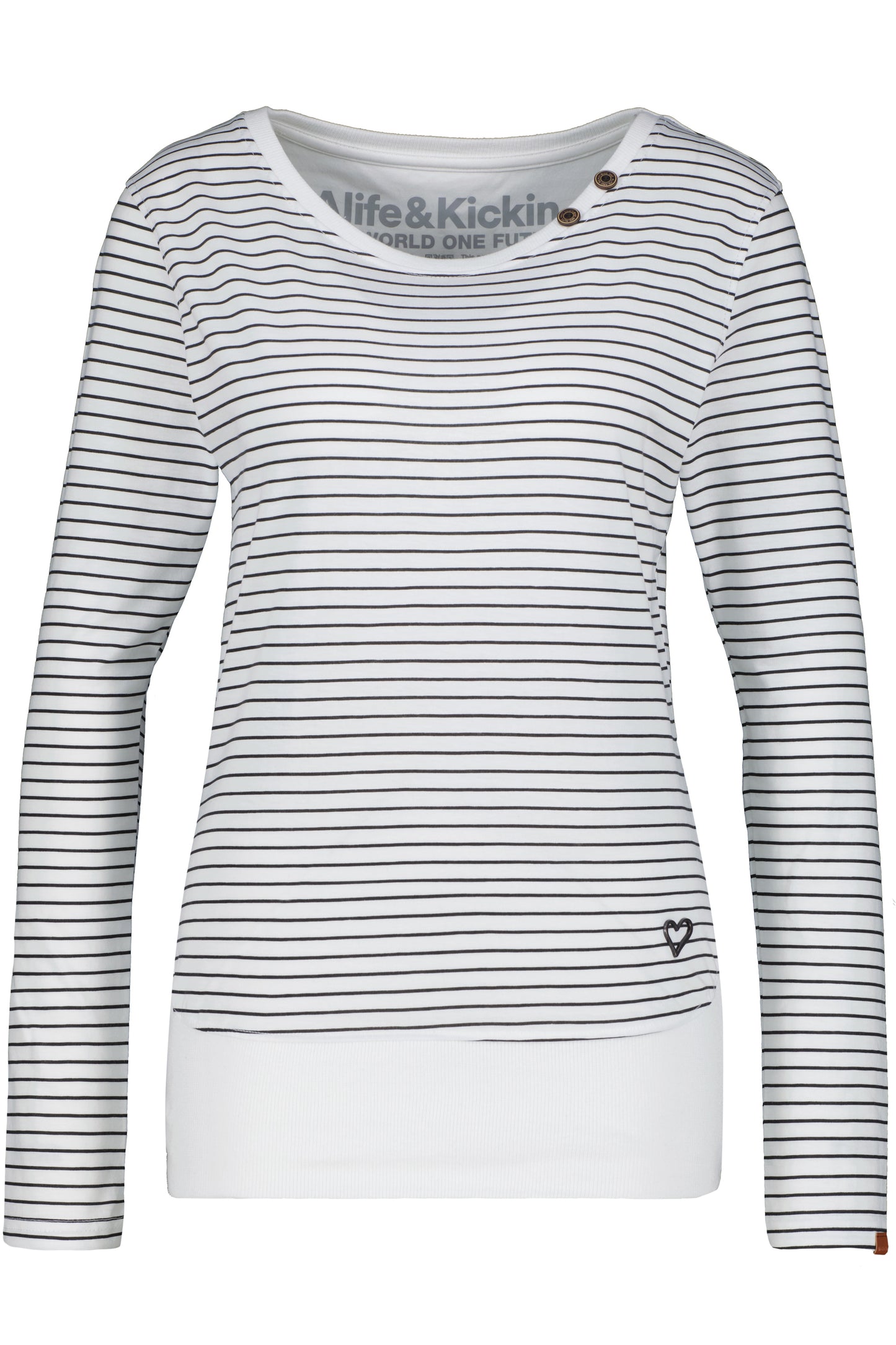 Maritimes Damen Langarmshirt mit Streifen ConnyAK Z Weiß