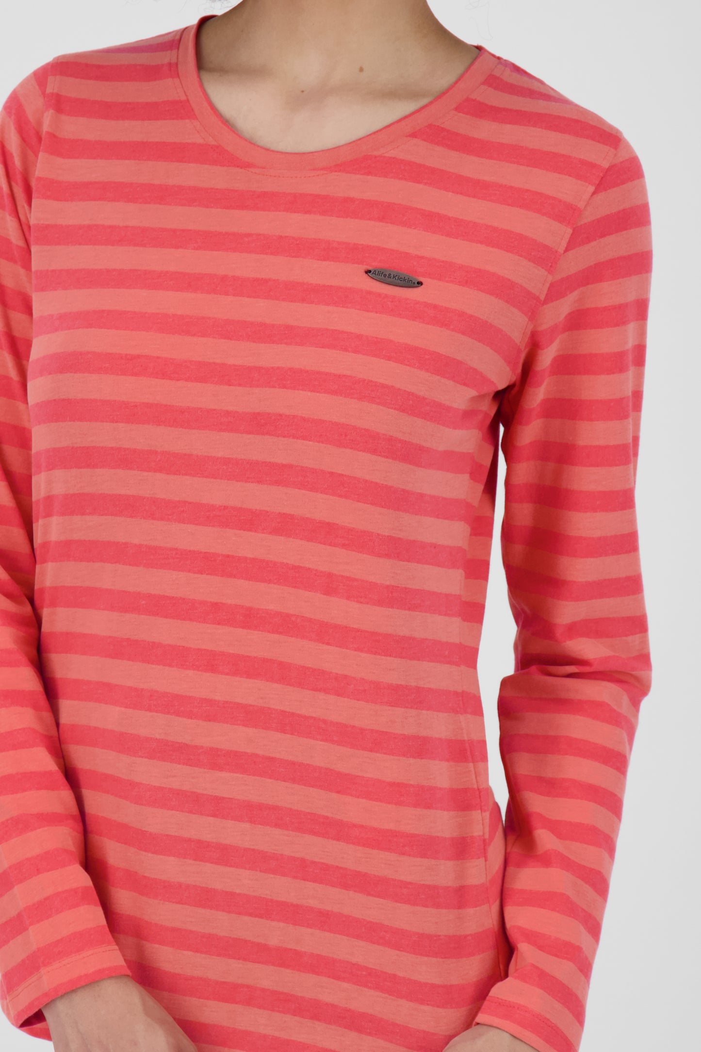 Damen Langarmshirt LeaAK Z mit trendigen Streifen Rot