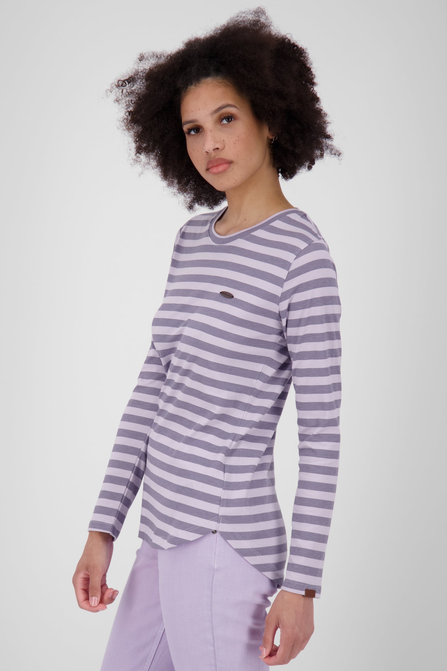 Damen Langarmshirt LeaAK Z mit trendigen Streifen Violett