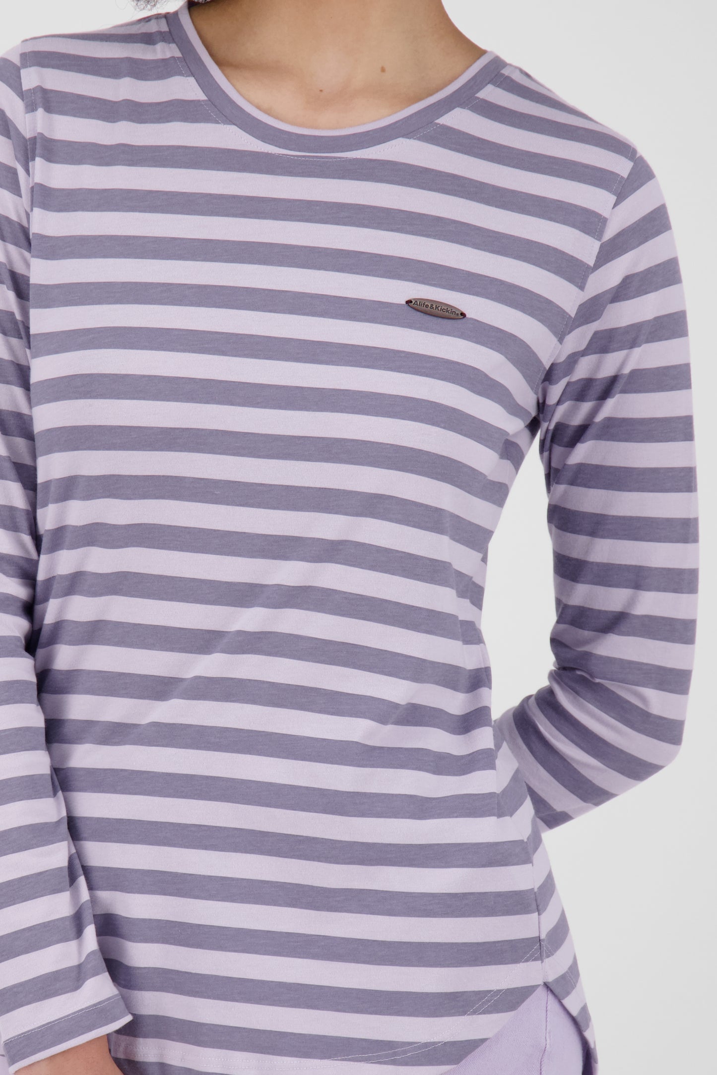 Damen Langarmshirt LeaAK Z mit trendigen Streifen Violett