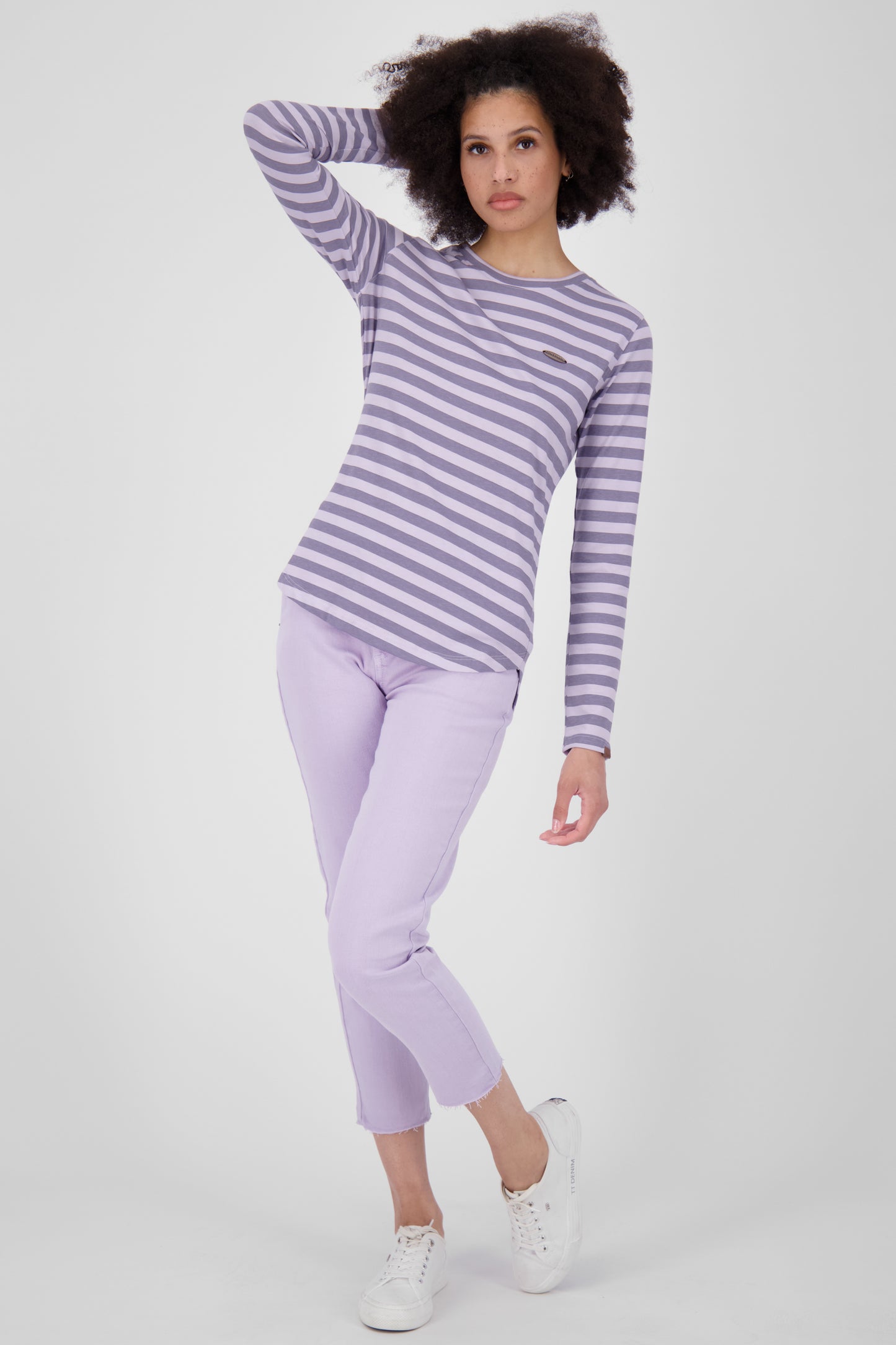 Damen Langarmshirt LeaAK Z mit trendigen Streifen Violett
