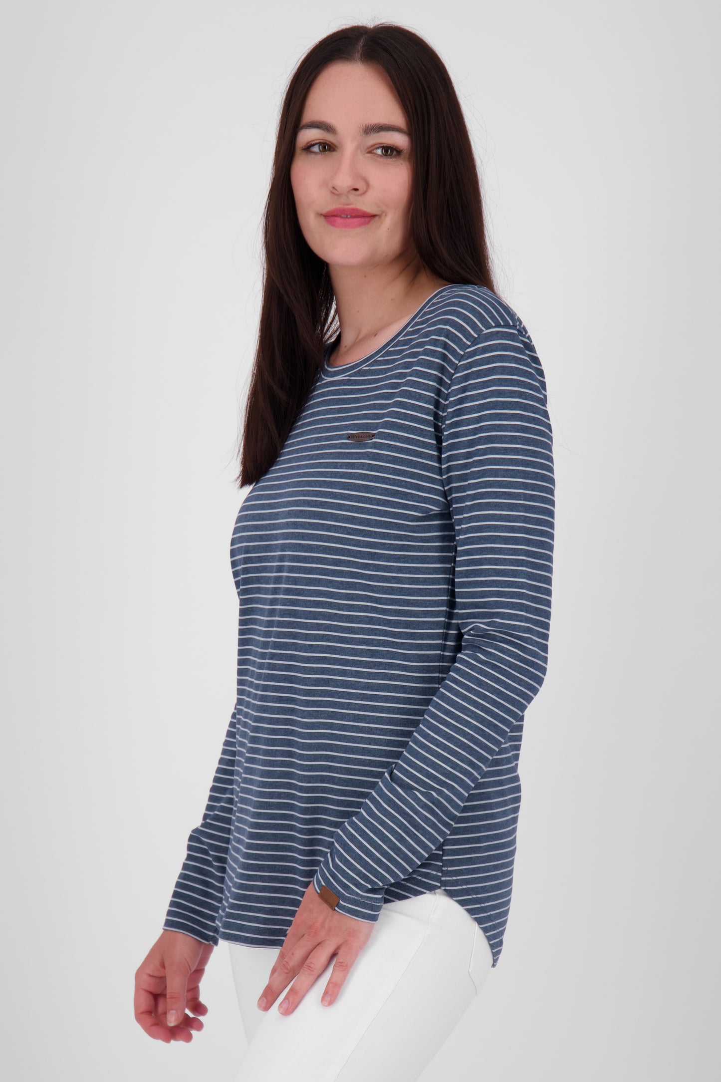 Damen Langarmshirt LeaAK Z mit trendigen Streifen Dunkelblau
