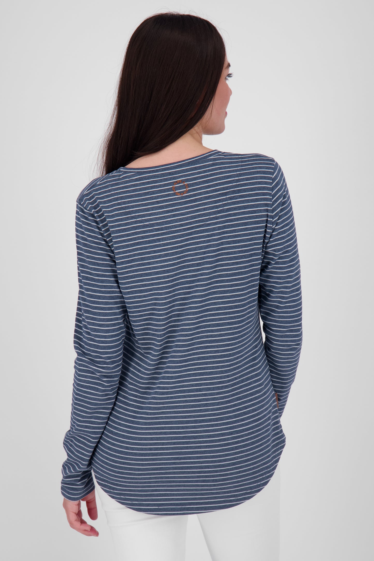 Damen Langarmshirt LeaAK Z mit trendigen Streifen Dunkelblau
