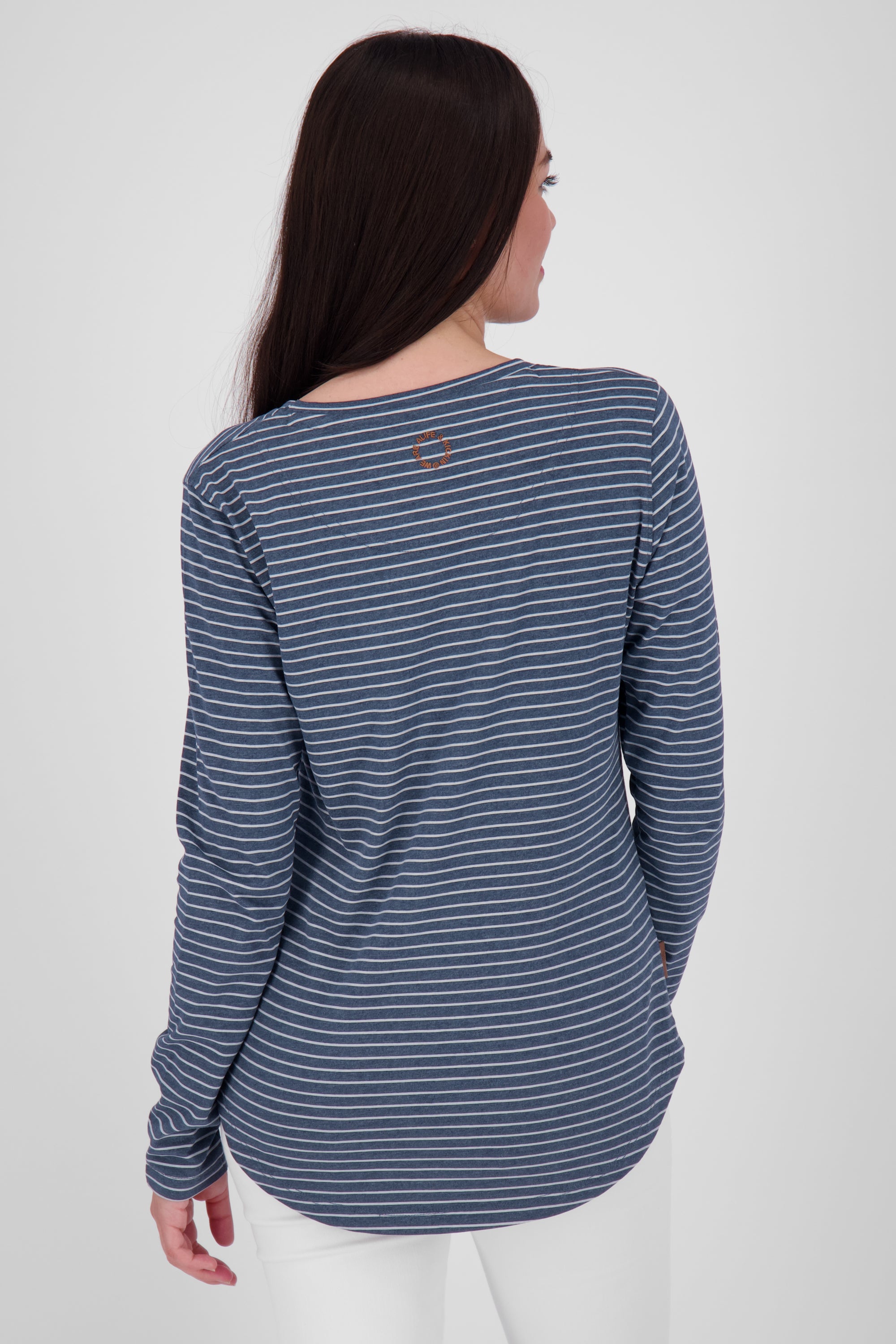 Damen Langarmshirt LeaAK Z mit trendigen Streifen Dunkelblau