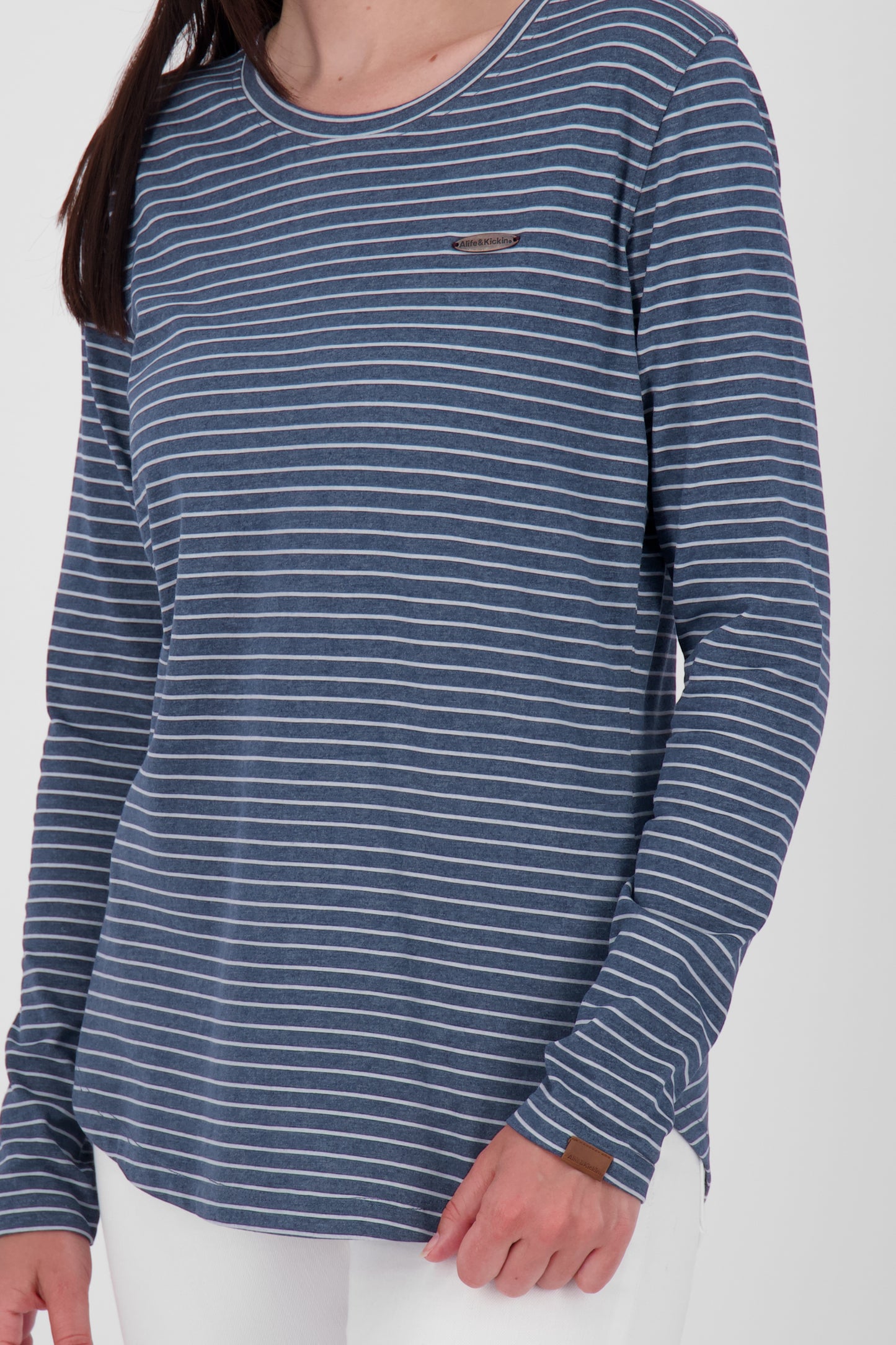 Damen Langarmshirt LeaAK Z mit trendigen Streifen Dunkelblau