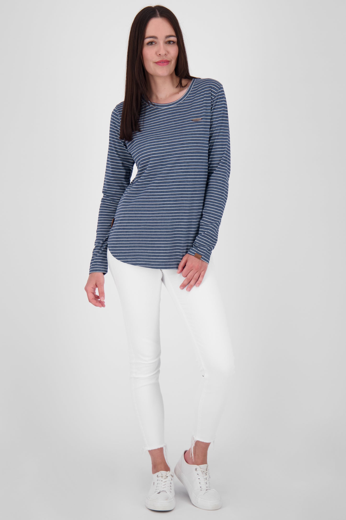 Damen Langarmshirt LeaAK Z mit trendigen Streifen Dunkelblau