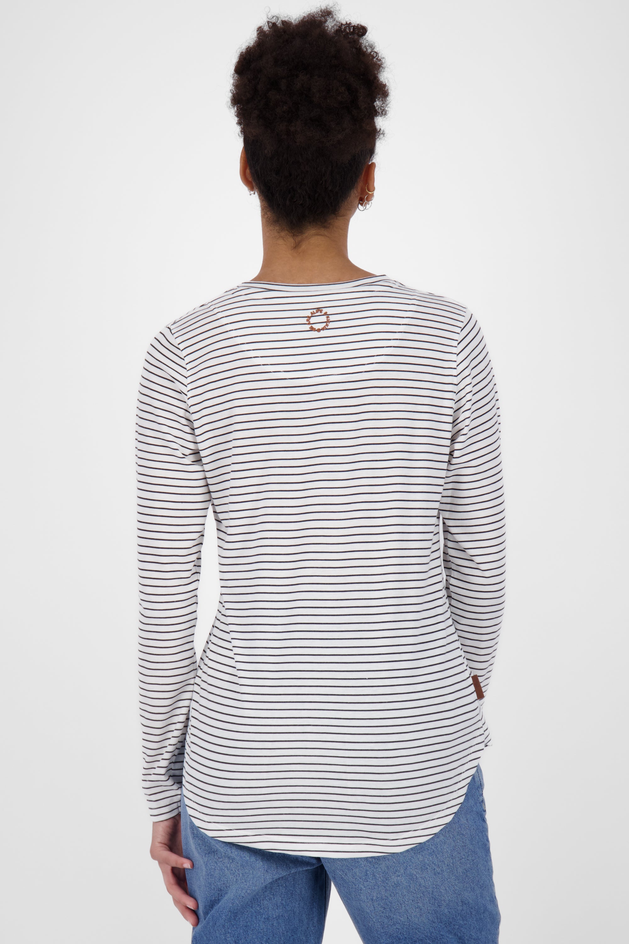 Damen Langarmshirt LeaAK Z mit trendigen Streifen Weiß