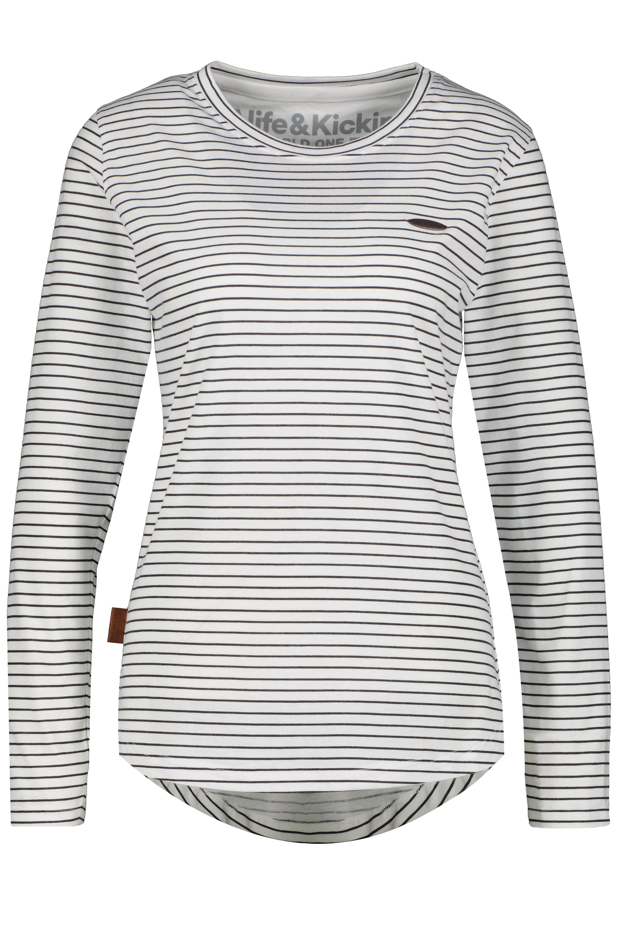 Damen Langarmshirt LeaAK Z mit trendigen Streifen Weiß