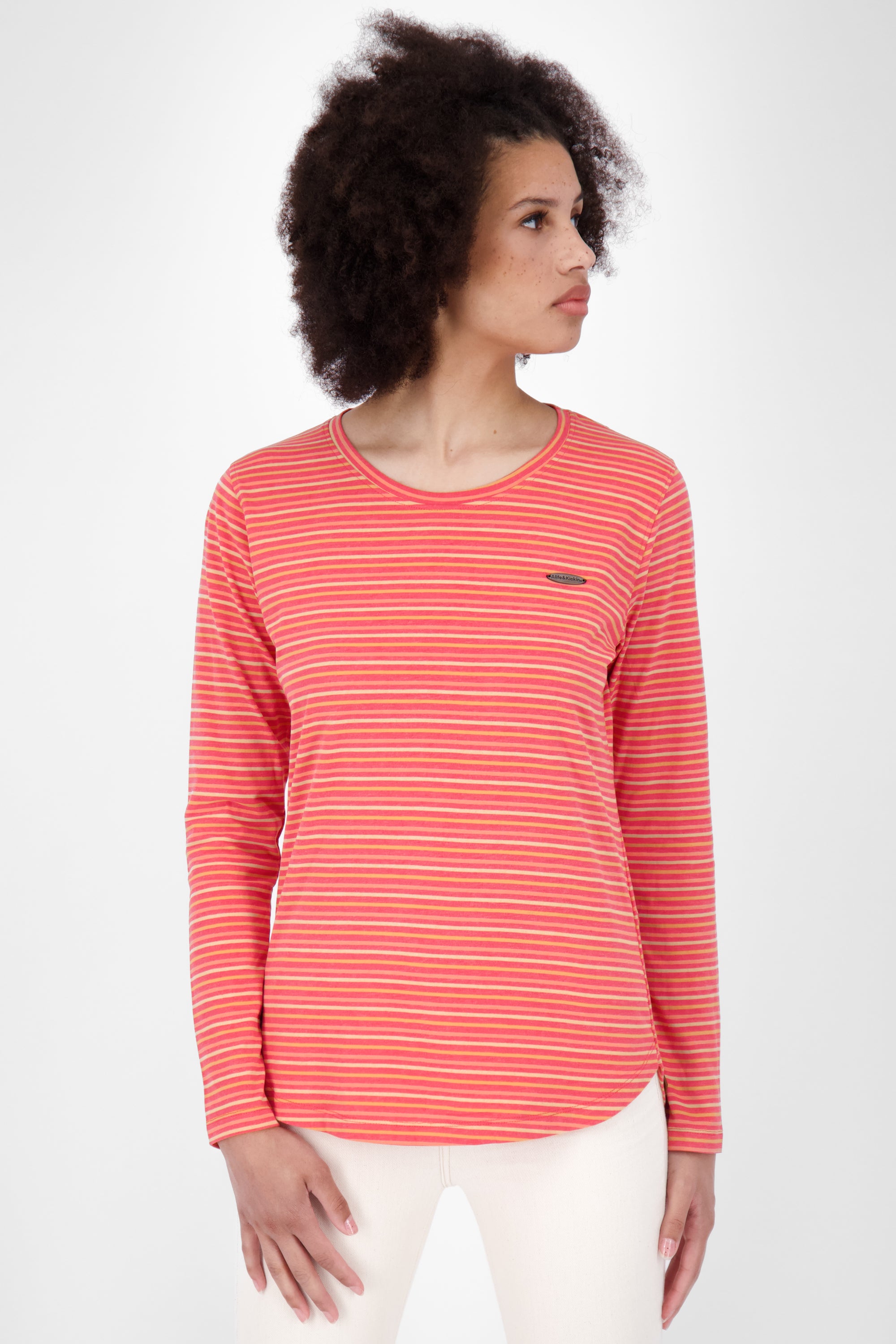 Damen Longsleeve LeaAK Z mit modischen Streifen Rot