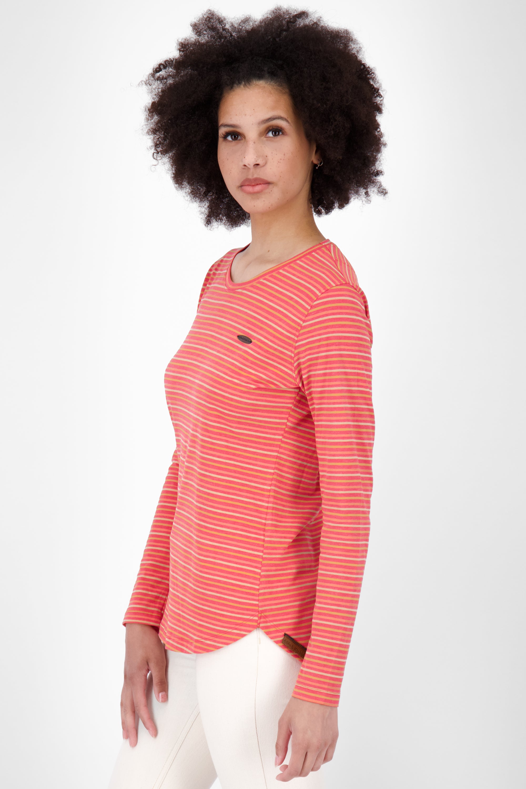 Damen Longsleeve LeaAK Z mit modischen Streifen Rot