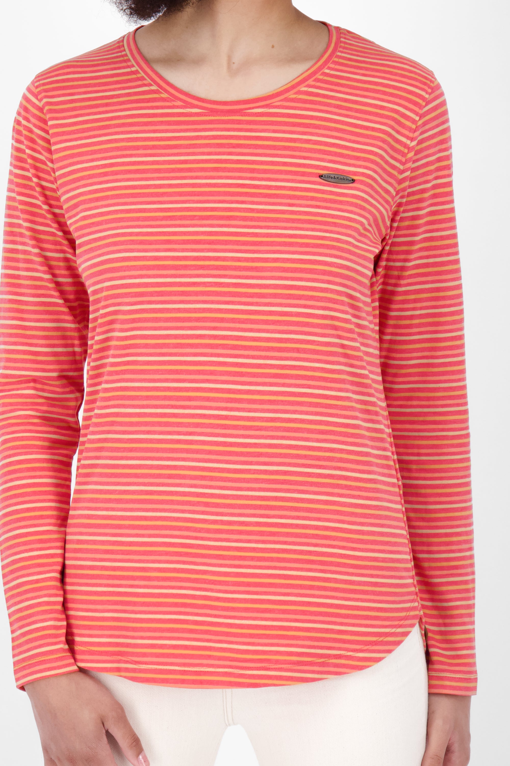 Damen Longsleeve LeaAK Z mit modischen Streifen Rot