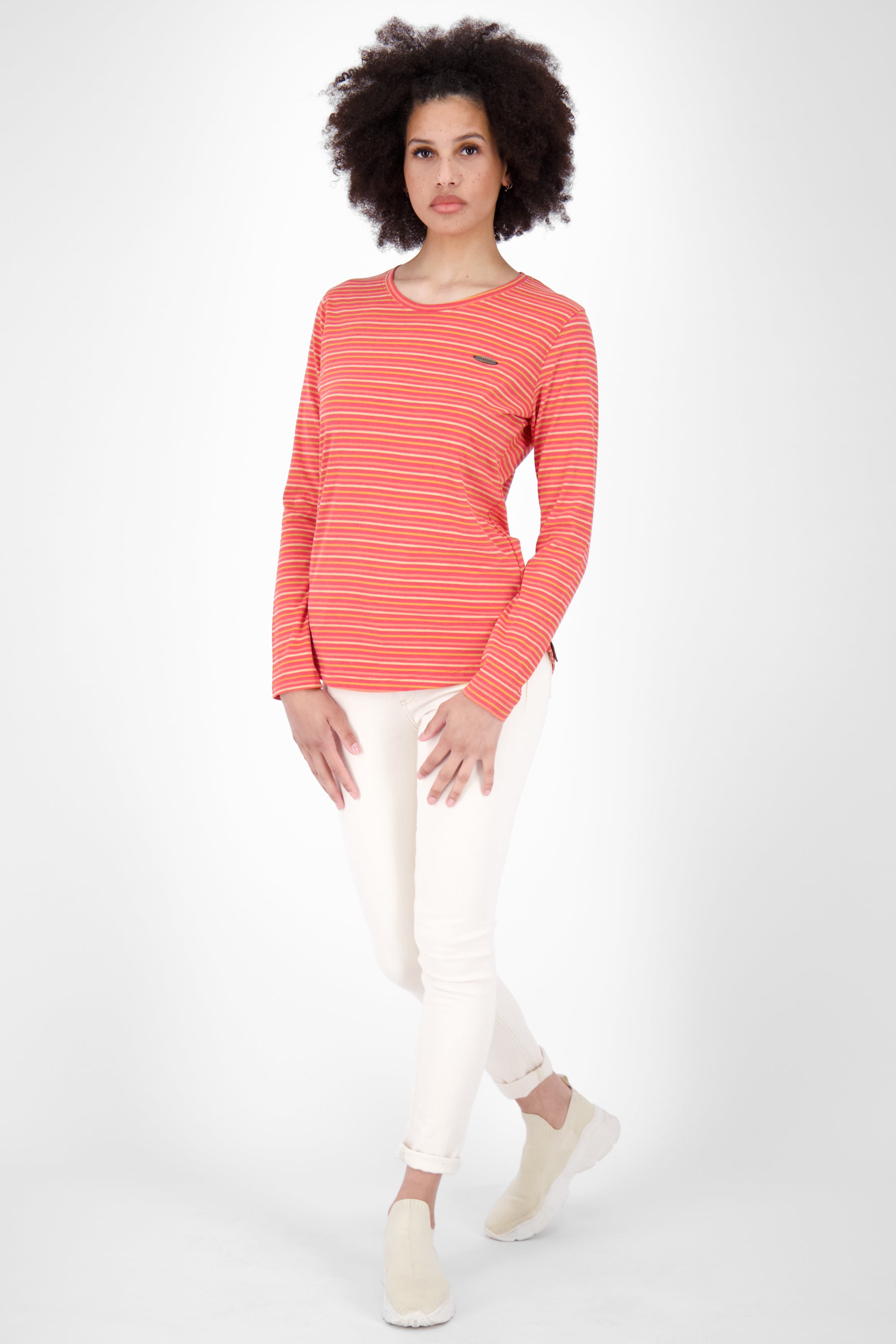 Damen Longsleeve LeaAK Z mit modischen Streifen Rot