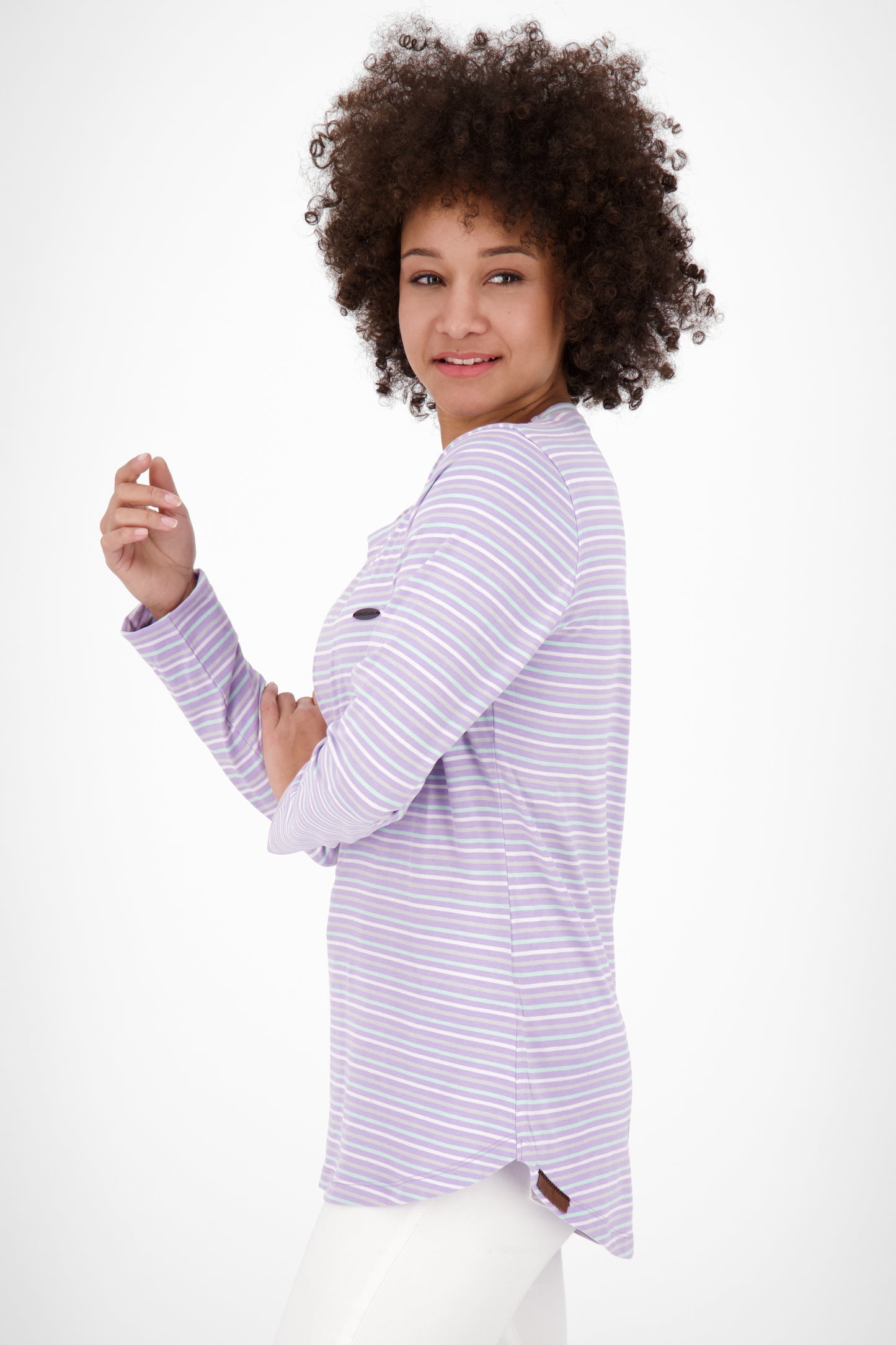 Damen Longsleeve LeaAK Z mit modischen Streifen Violett