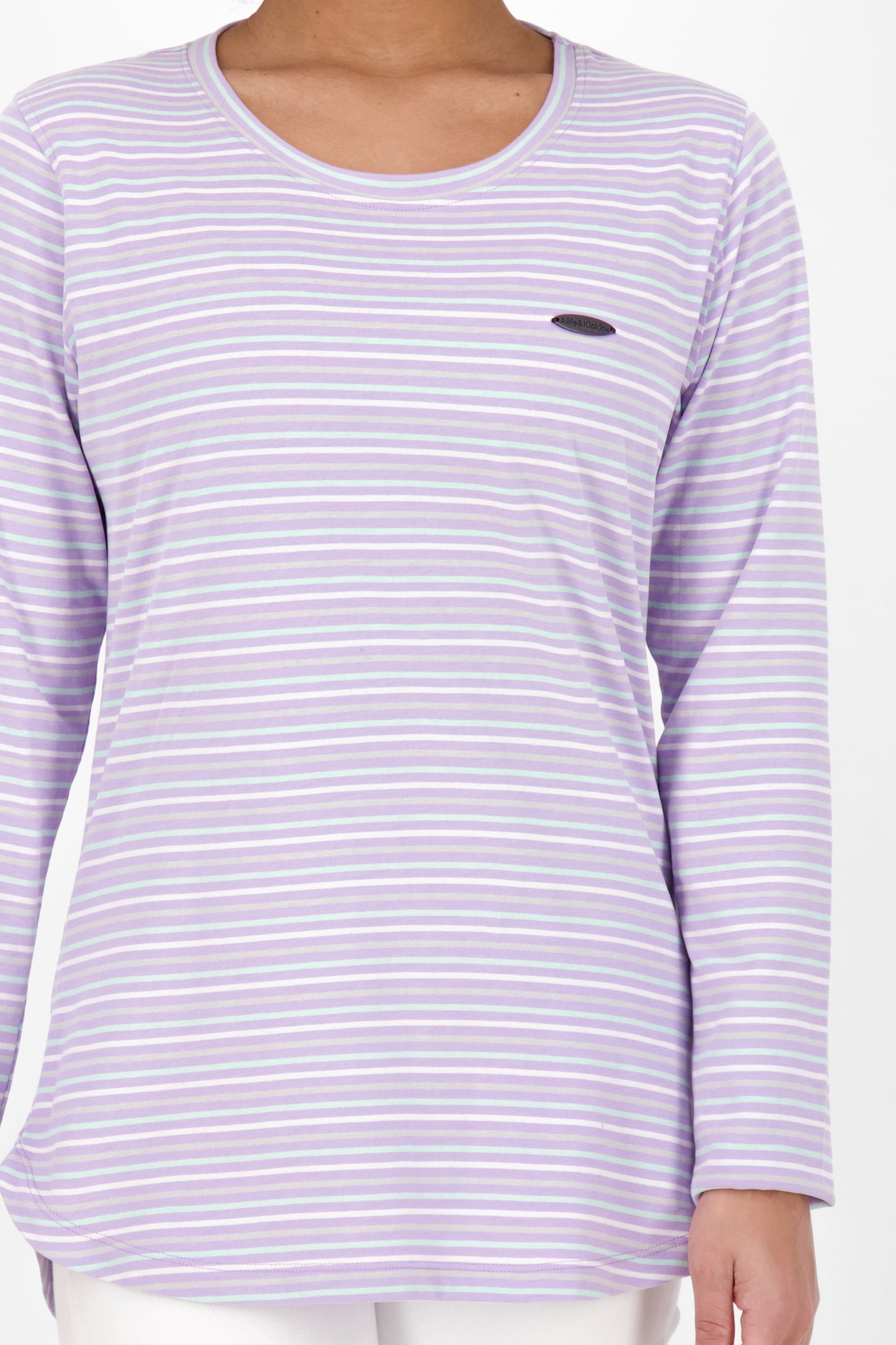Damen Longsleeve LeaAK Z mit modischen Streifen Violett
