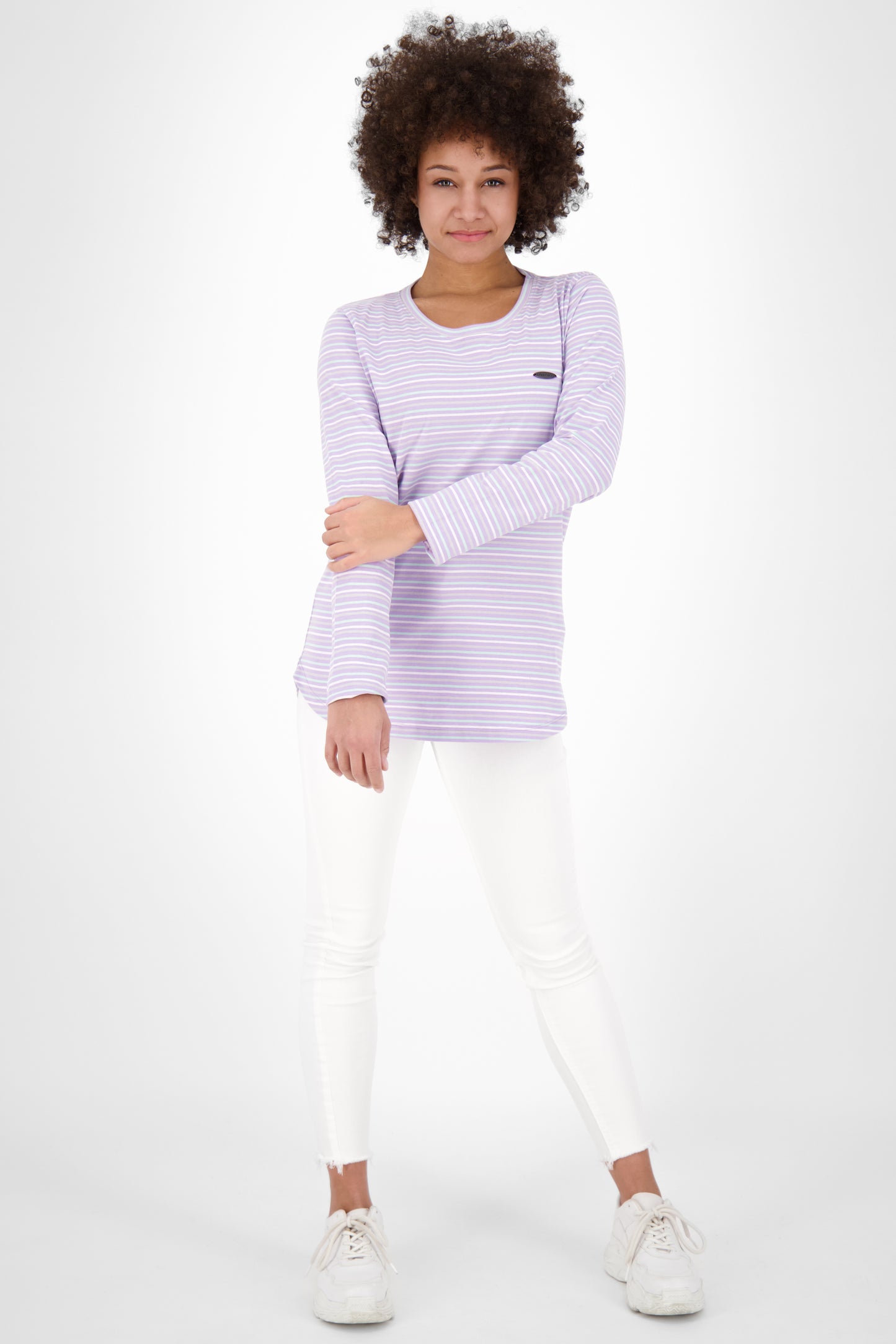 Damen Longsleeve LeaAK Z mit modischen Streifen Violett