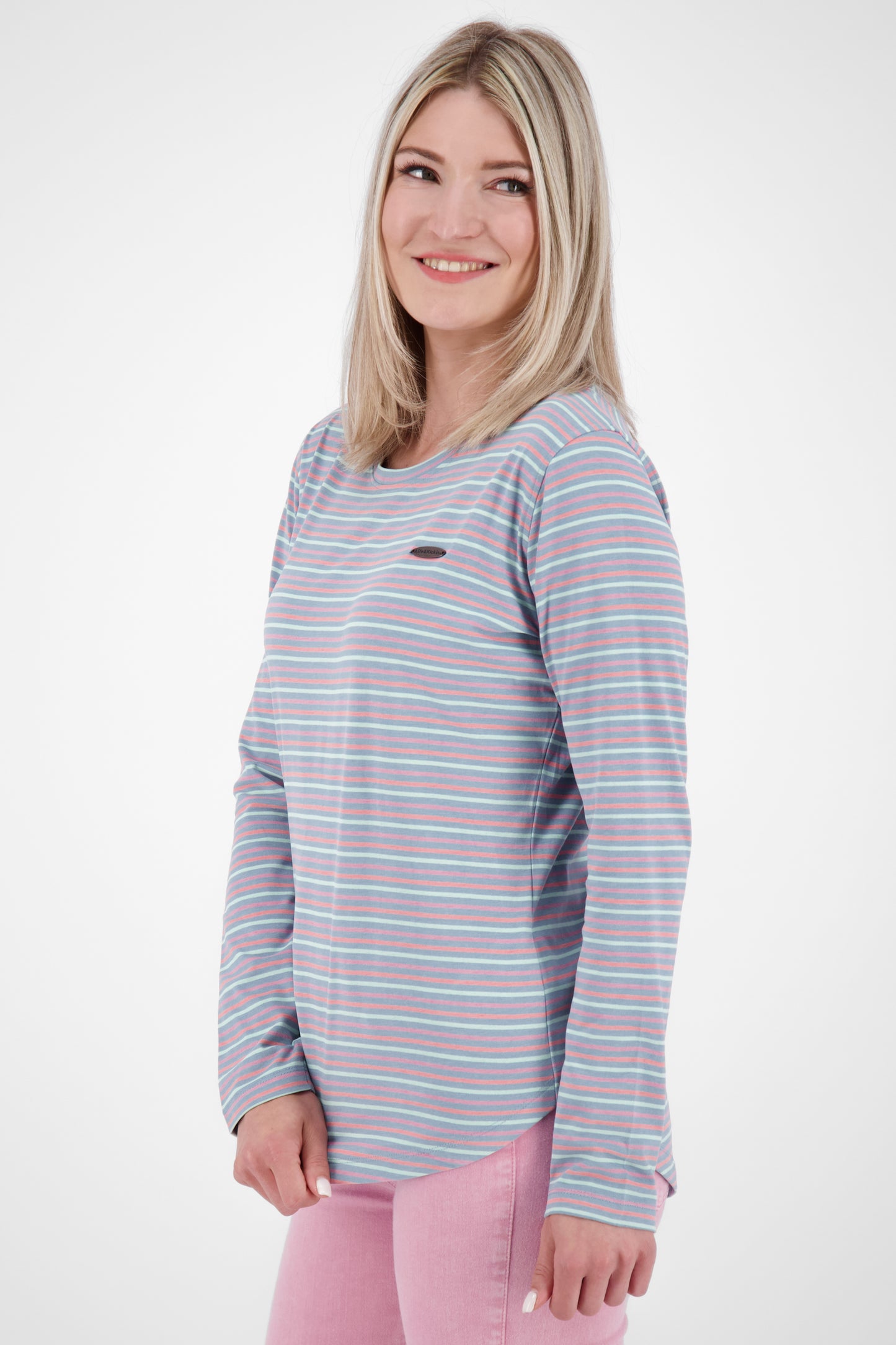 Damen Longsleeve LeaAK Z mit modischen Streifen Grau